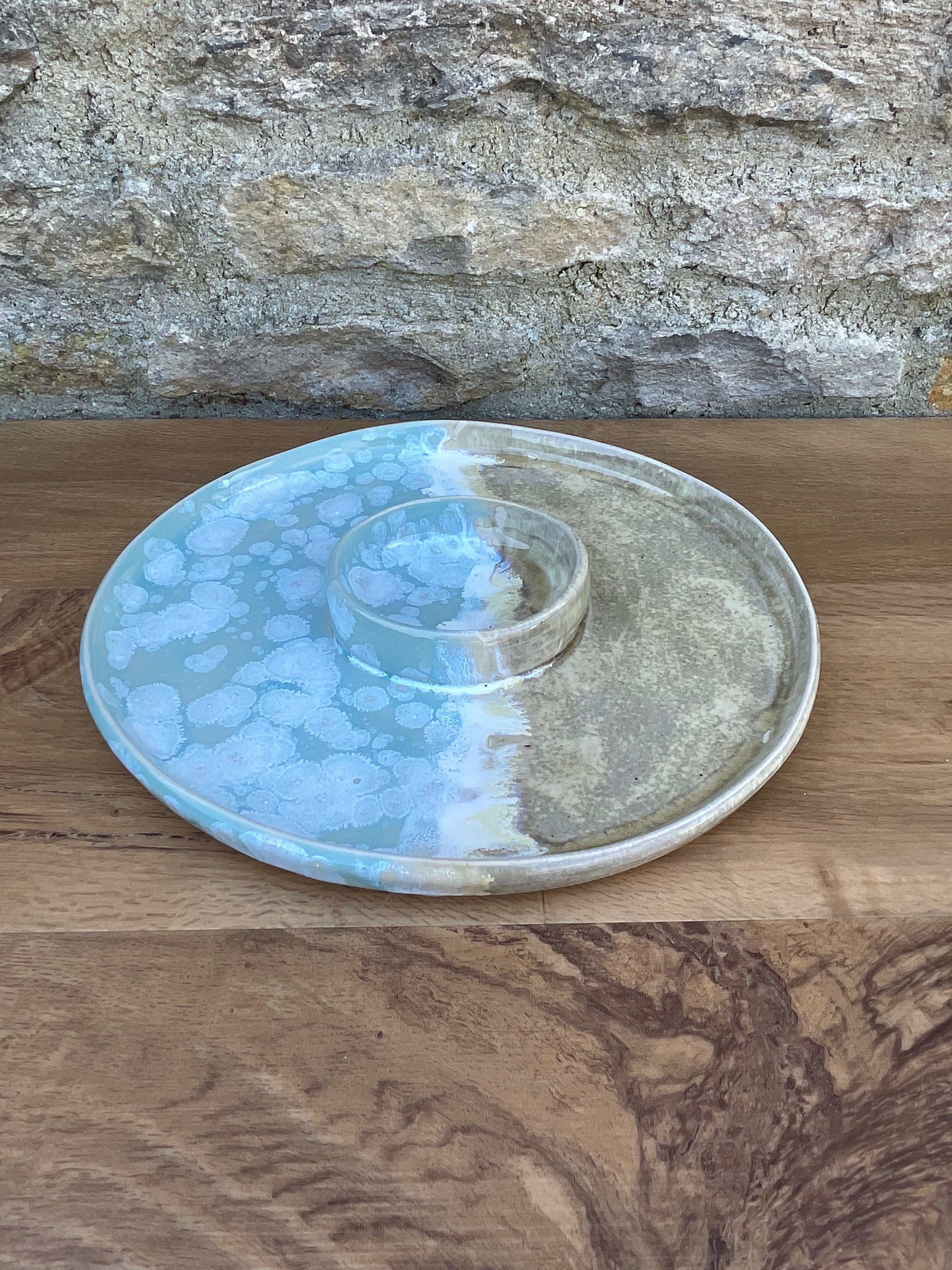 Chip and Dip Dish - Turquoise, White & Sandy - 856
