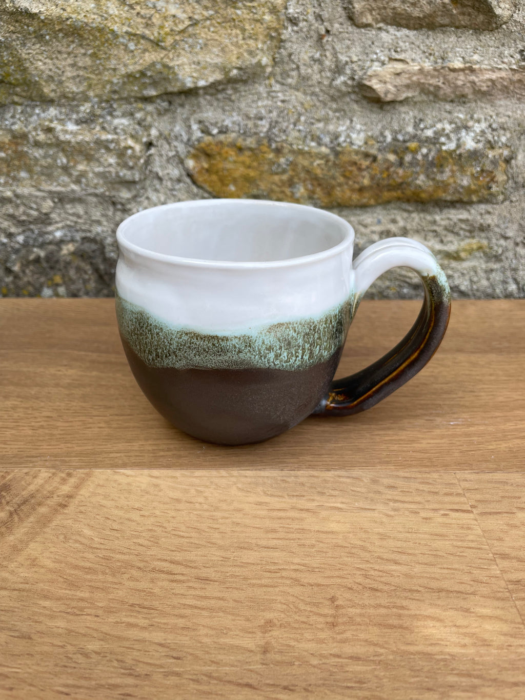 Mug - White, Green & Brown - 924