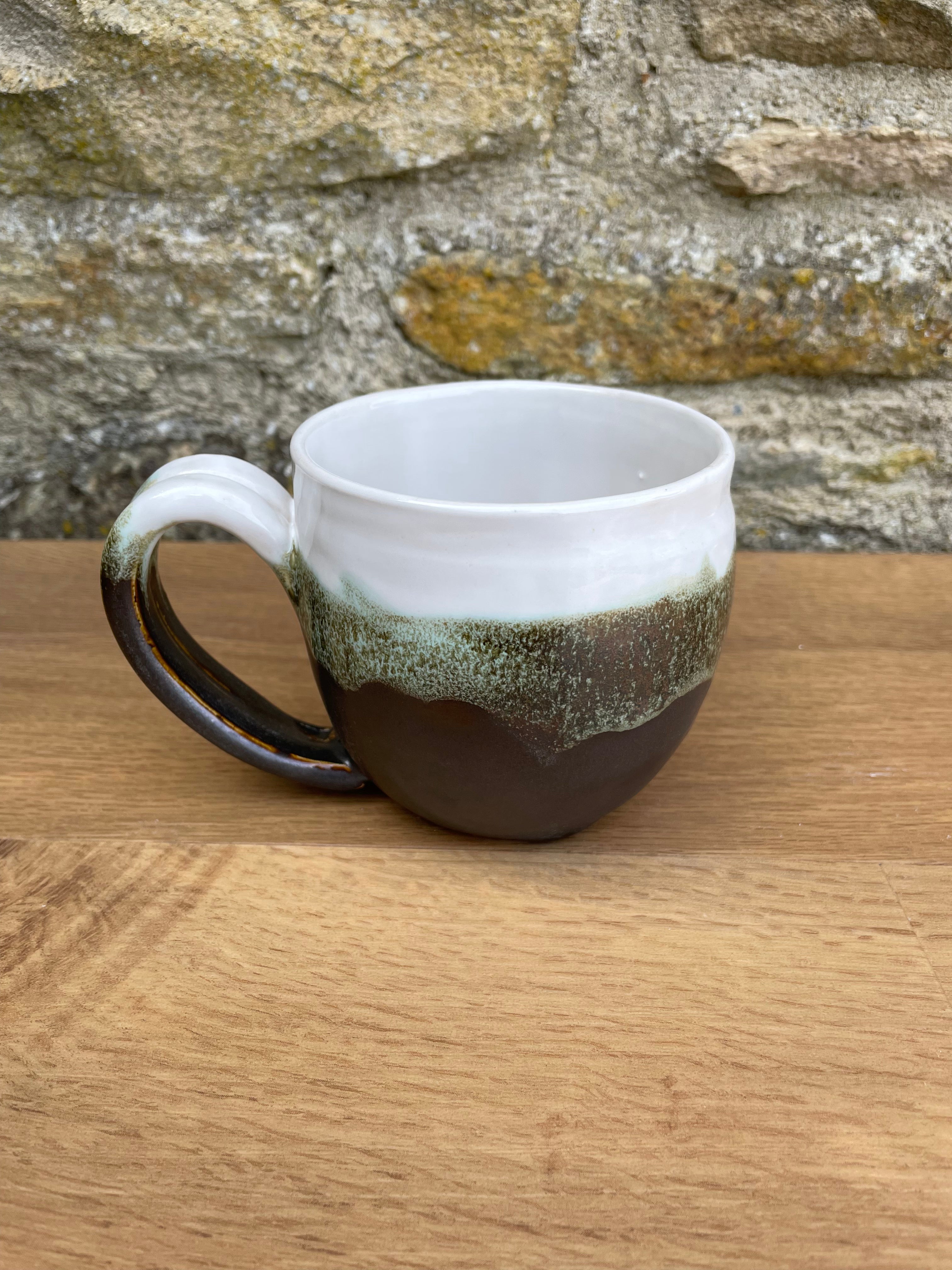 Mug - White, Green & Brown - 924