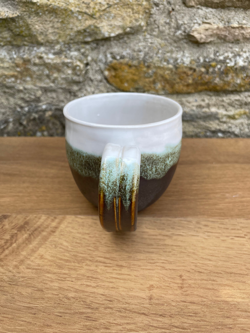 Mug - White, Green & Brown - 924