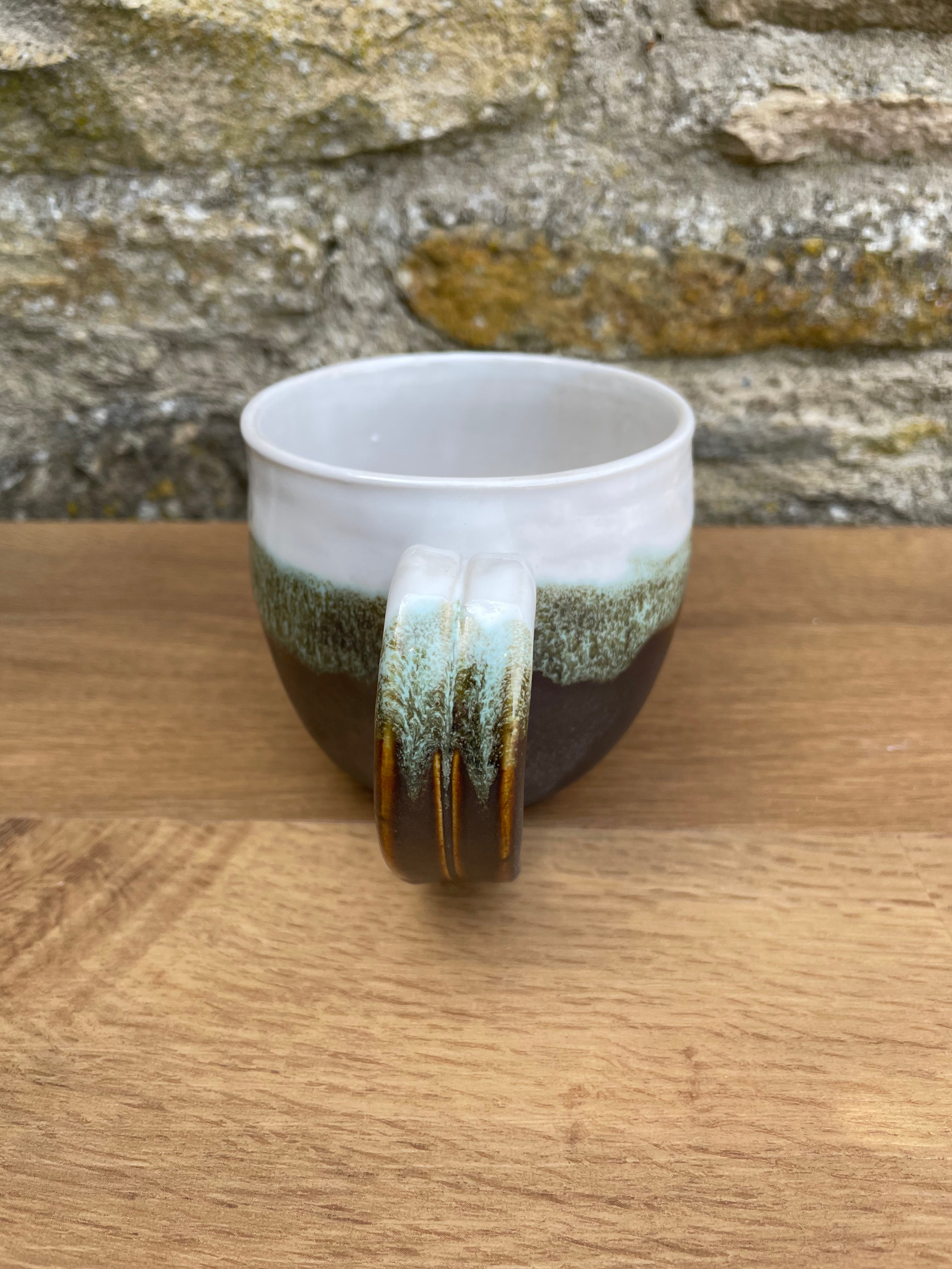 Mug - White, Green & Brown - 924