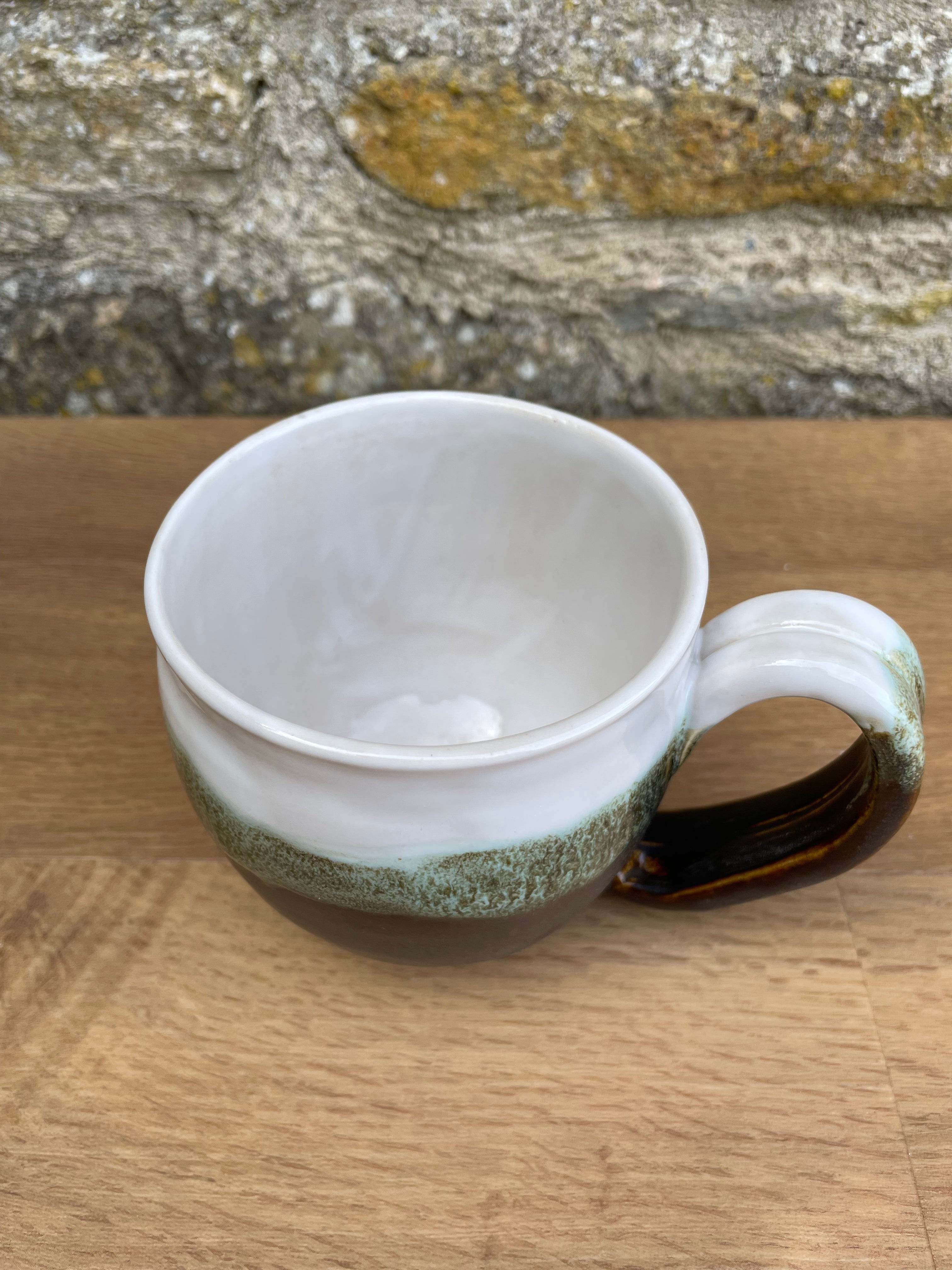 Mug - White, Green & Brown - 924