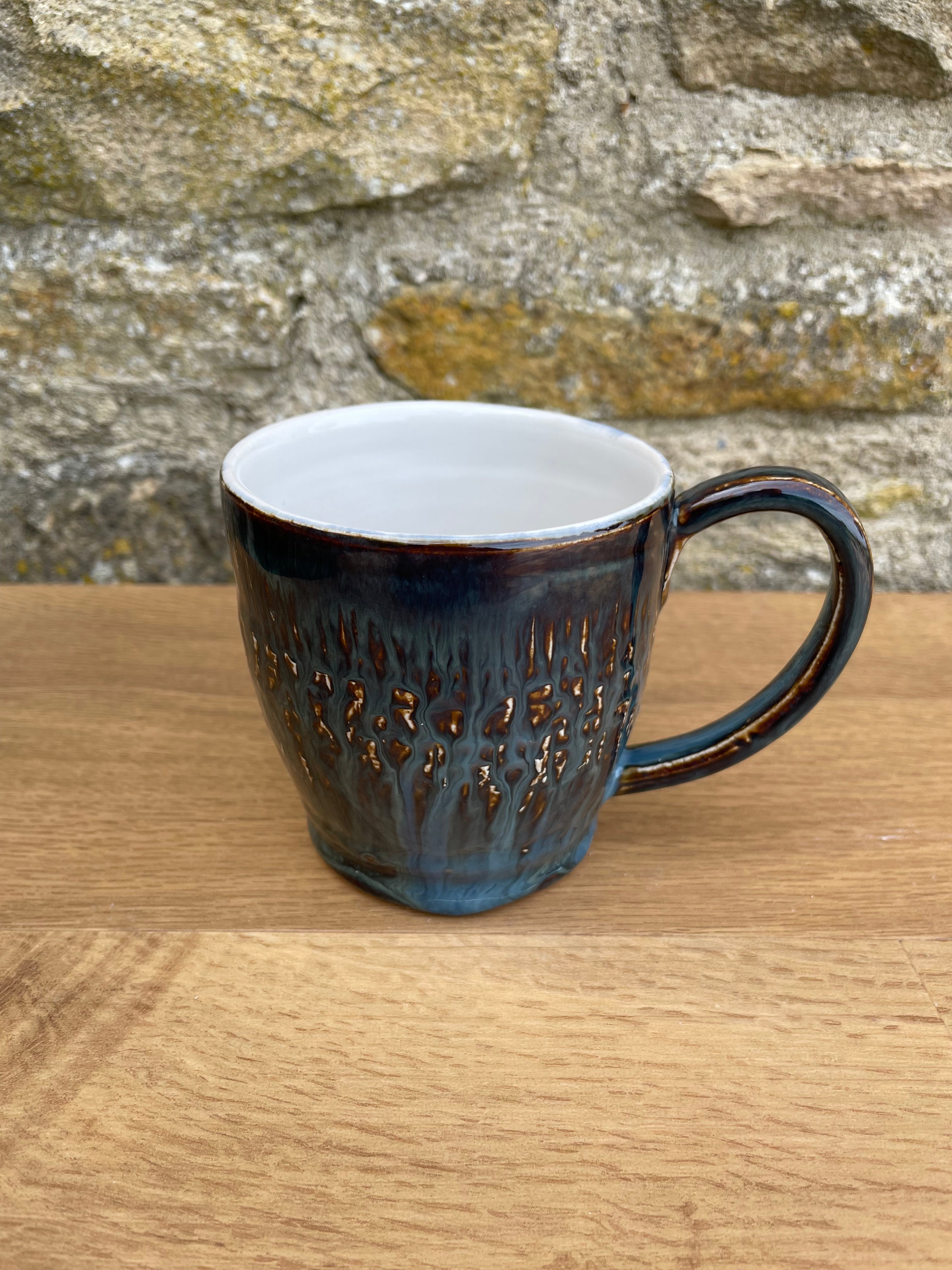 Mug - Dark Grey, Blue Textured - 879