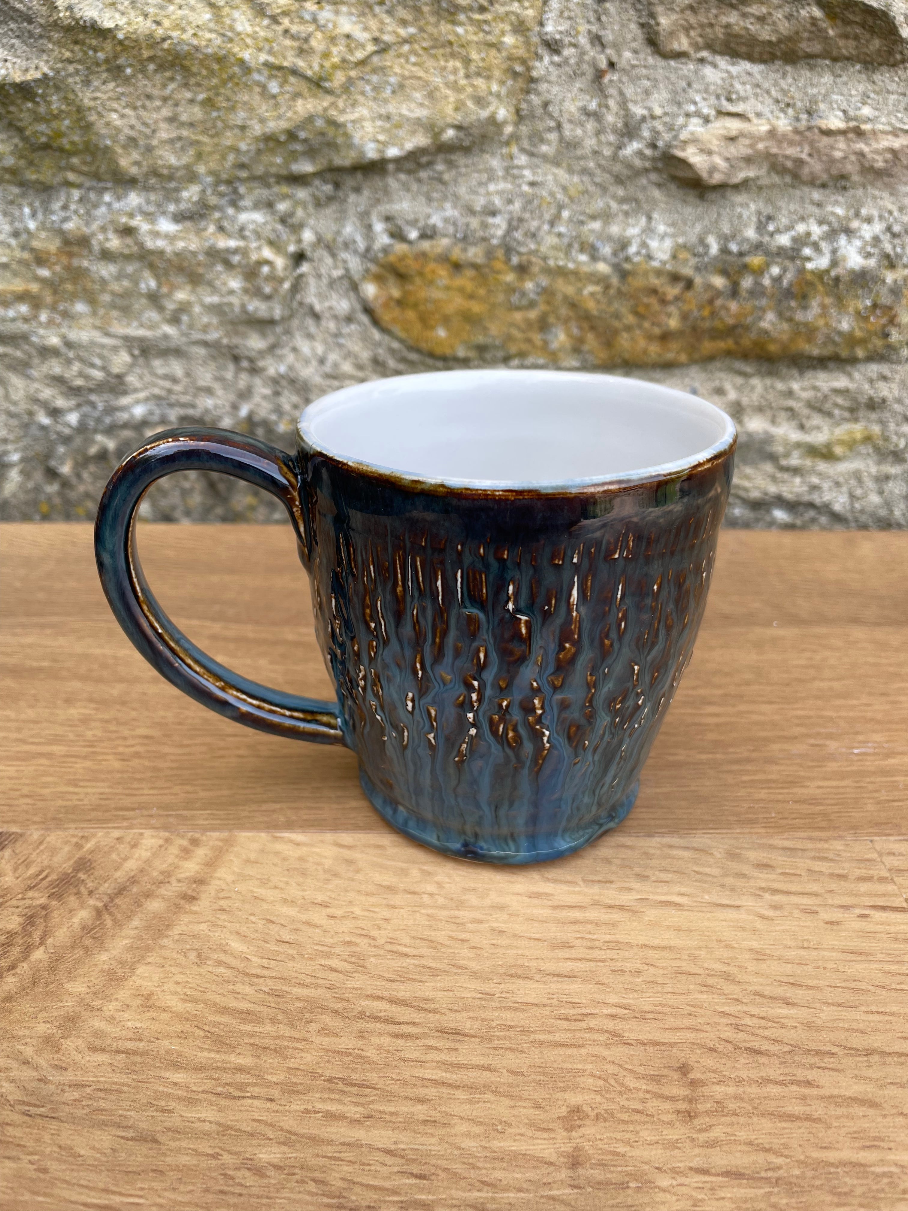 Mug - Dark Grey, Blue Textured - 879