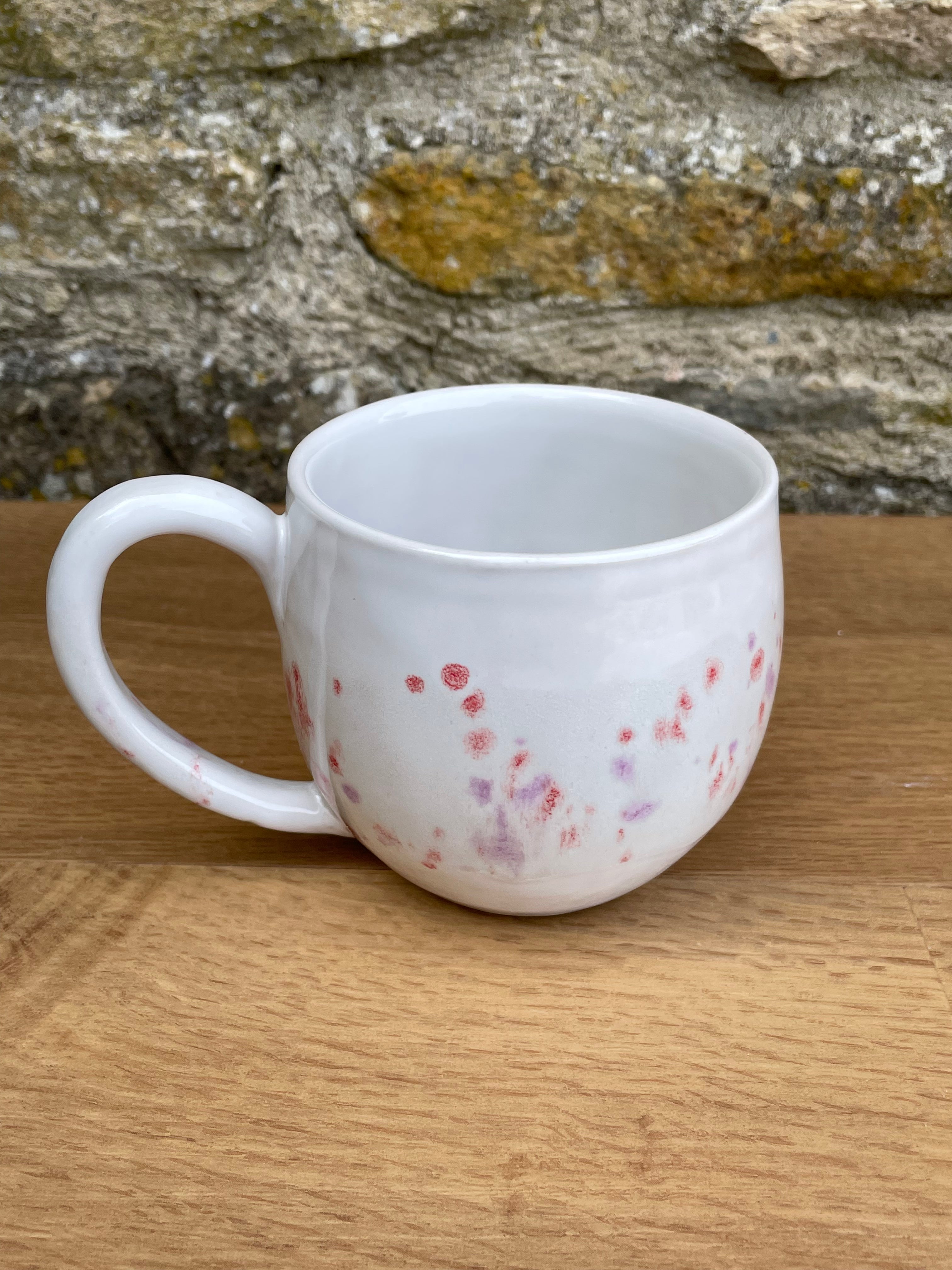 Mug - White, Pink and Lavender Speckles - 923