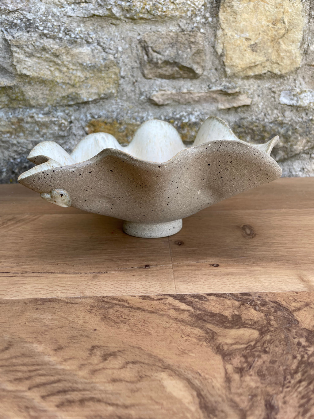 Bowl - Wavy, Cream, Brown - 934