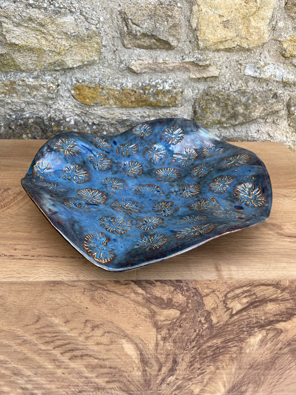 Dish - Large Wavy, Blue Textured - 896