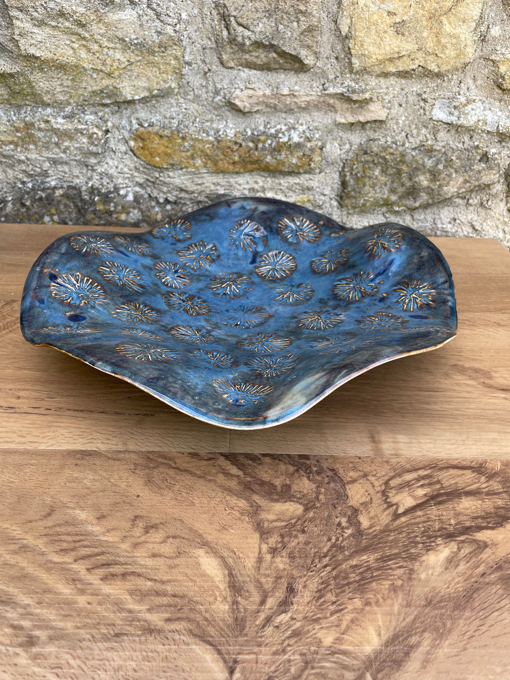 Dish - Large Wavy, Blue Textured - 896