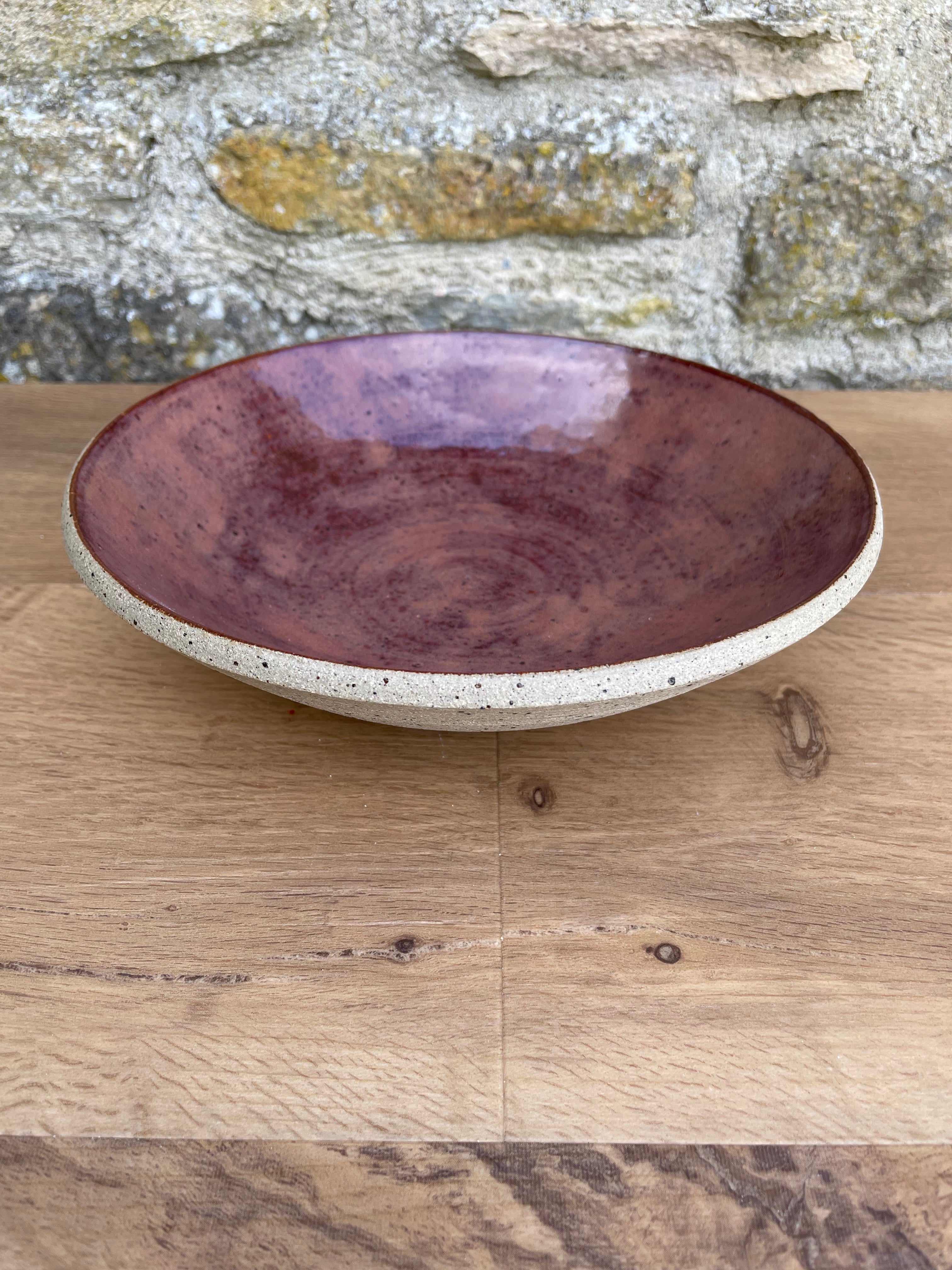 Bowl  - Plum, Brown, Unglazed Exterior - 935