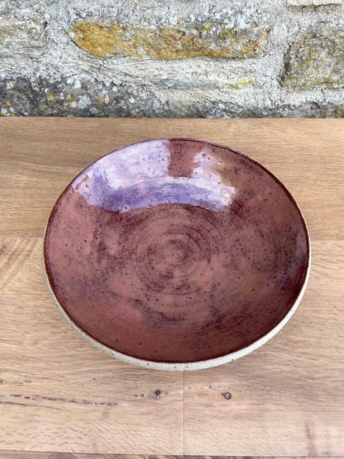 Bowl  - Plum, Brown, Unglazed Exterior - 935