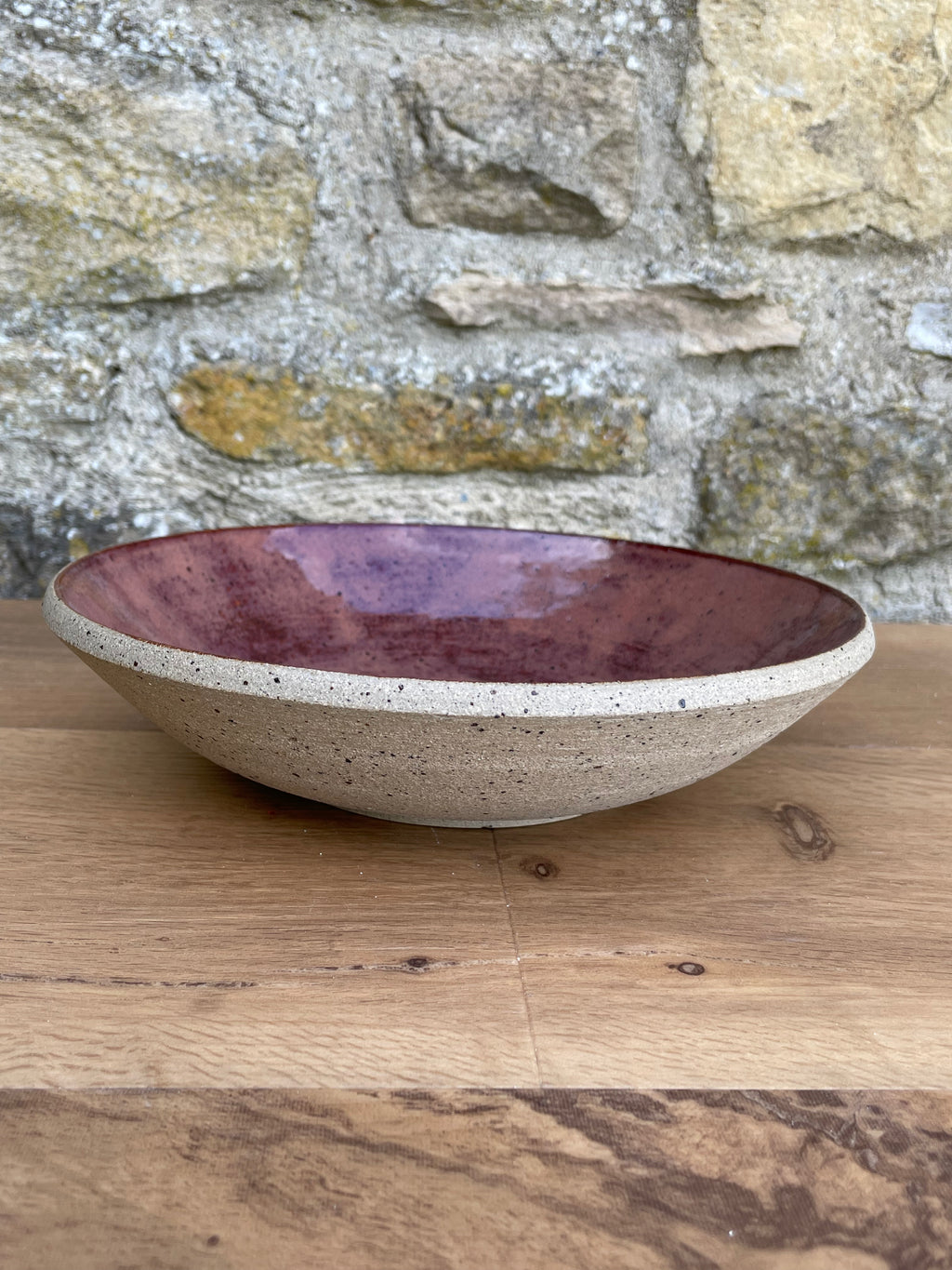 Bowl  - Plum, Brown, Unglazed Exterior - 935