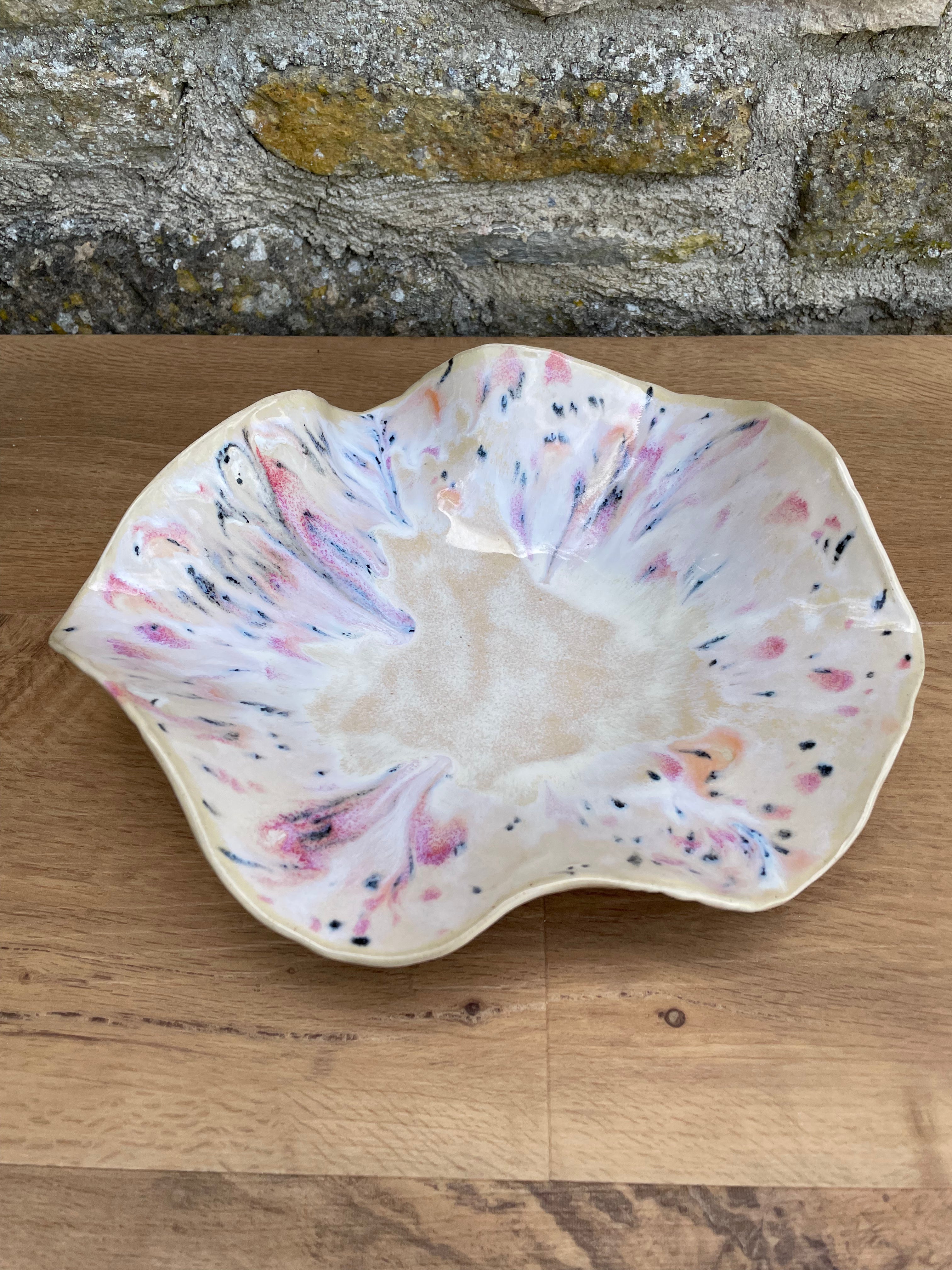 Bowl - Wavy, Sandy, Pink, Black & Orange - 910