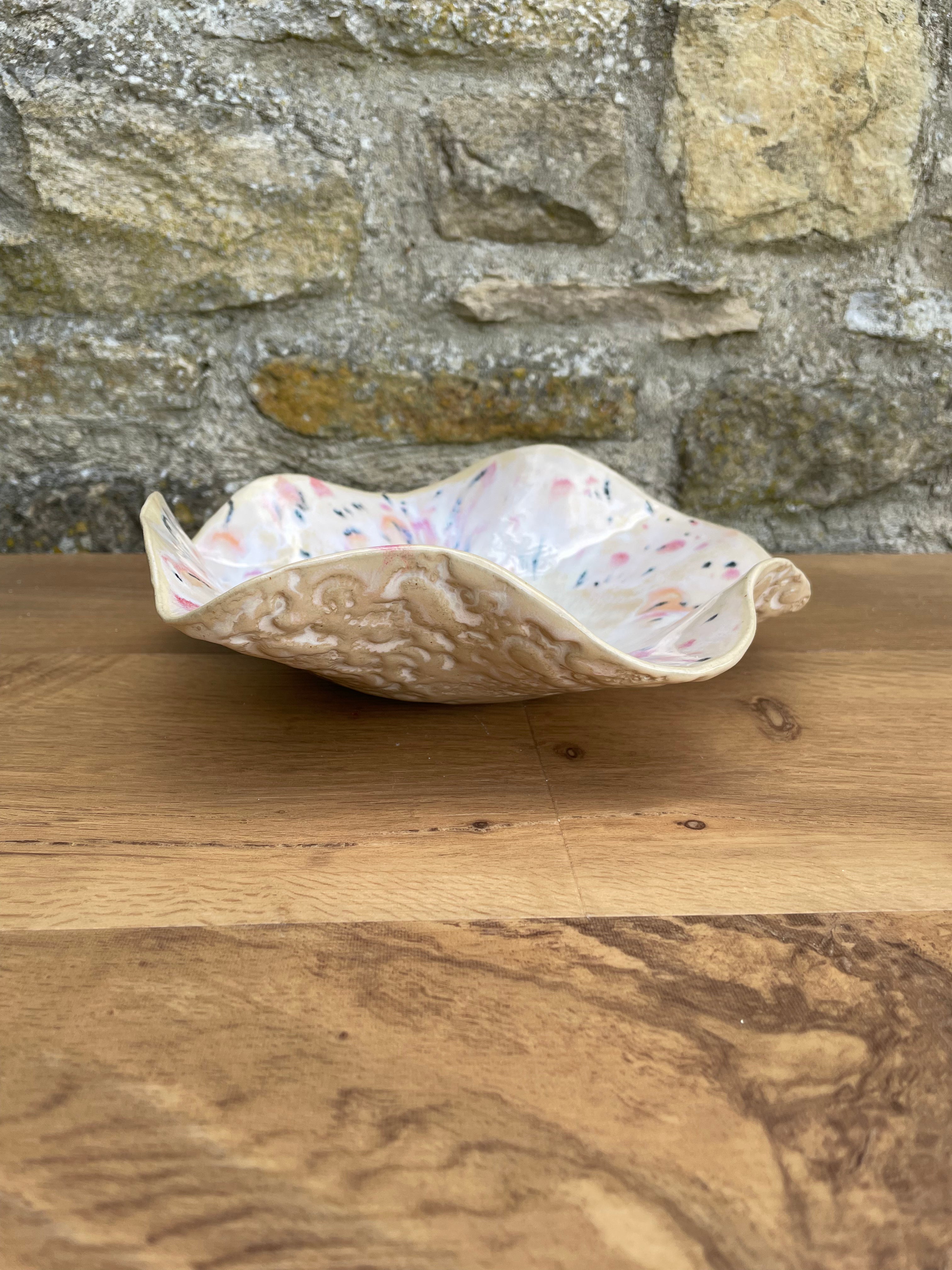 Bowl - Wavy, Sandy, Pink, Black & Orange - 910