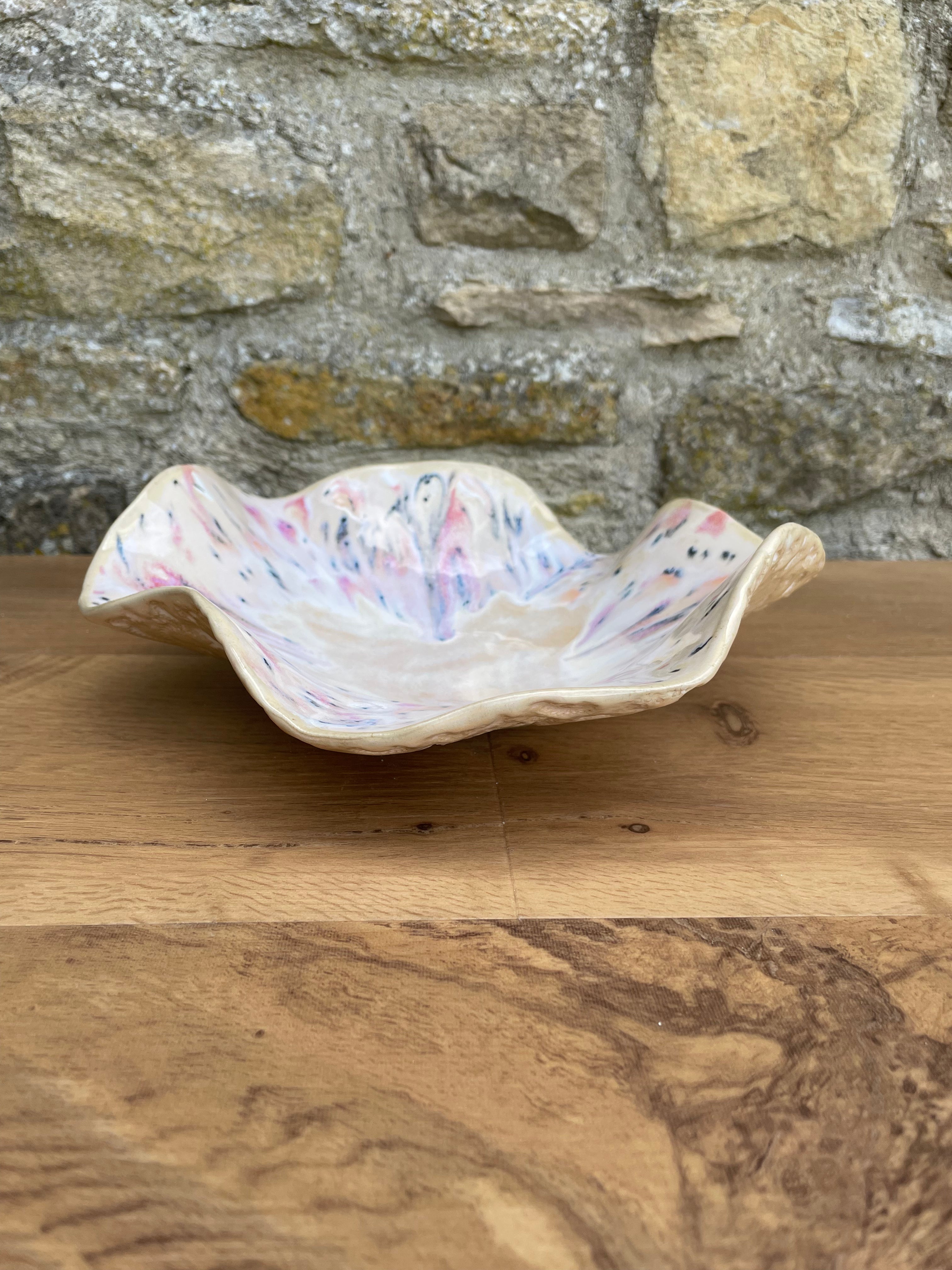 Bowl - Wavy, Sandy, Pink, Black & Orange - 910