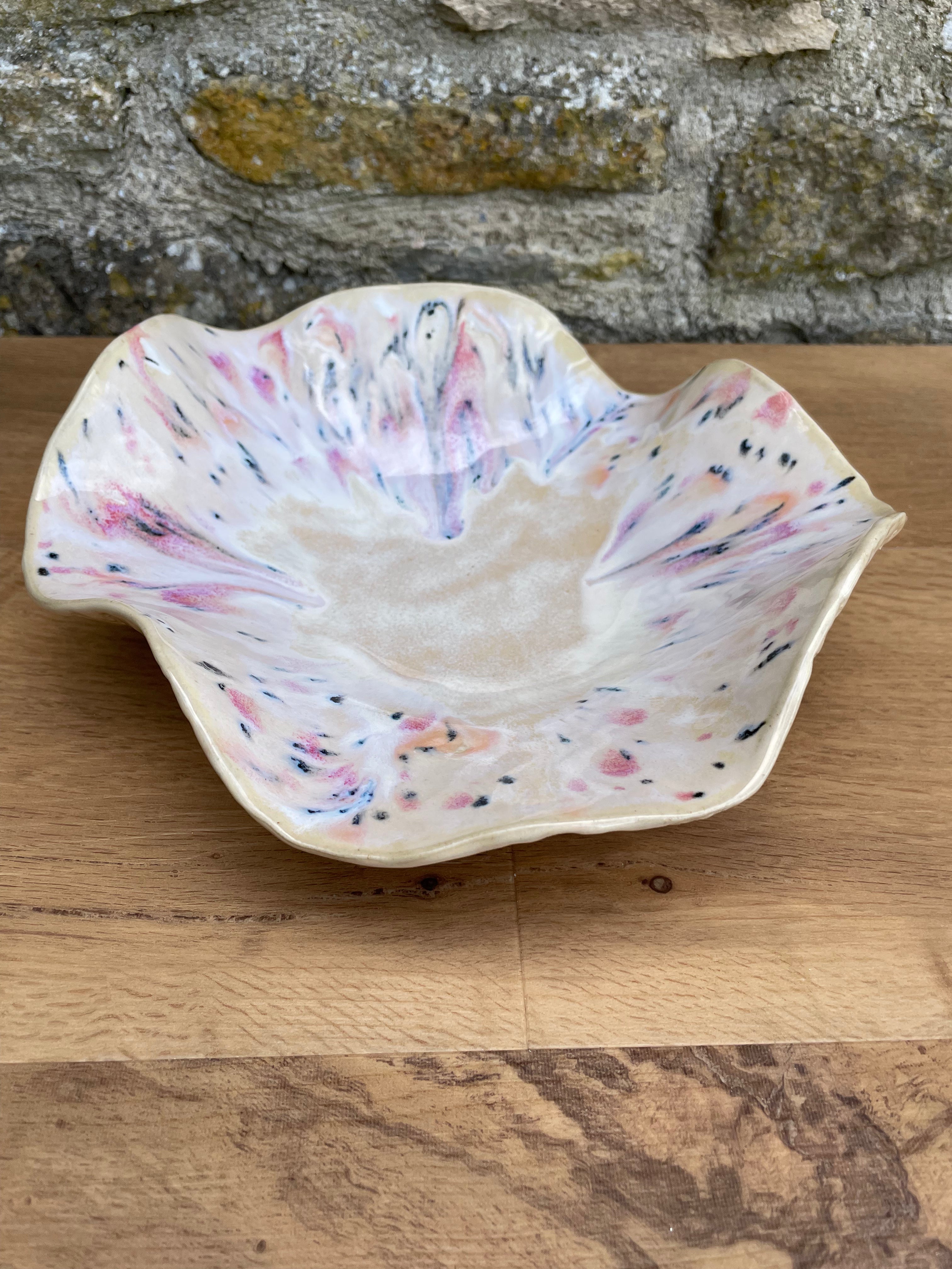 Bowl - Wavy, Sandy, Pink, Black & Orange - 910