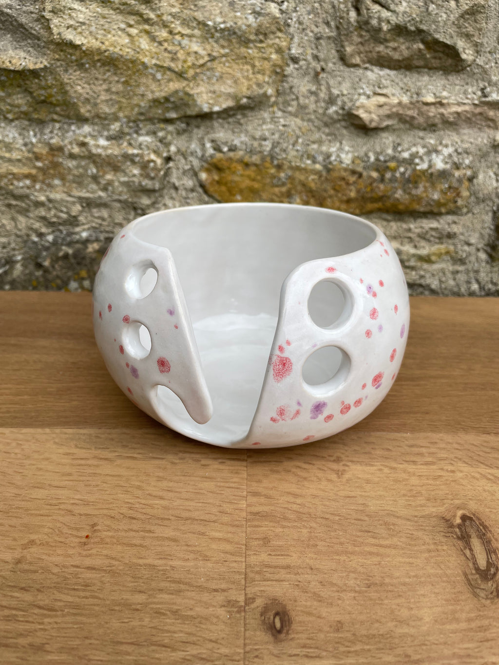 Yarn Bowl - White, Pink & lavender Speckles - 943