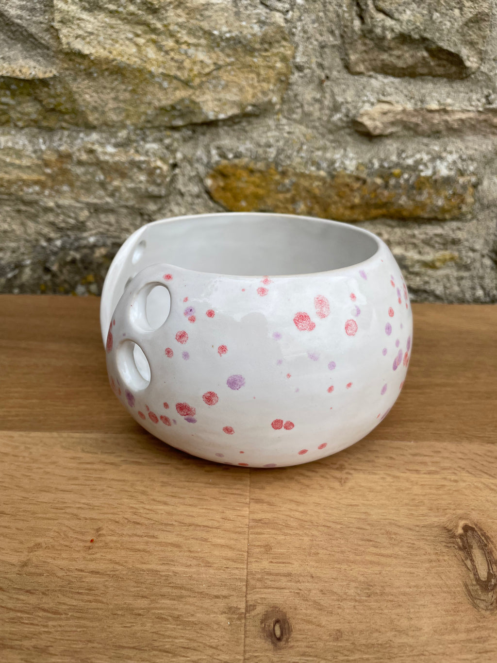 Yarn Bowl - White, Pink & lavender Speckles - 943