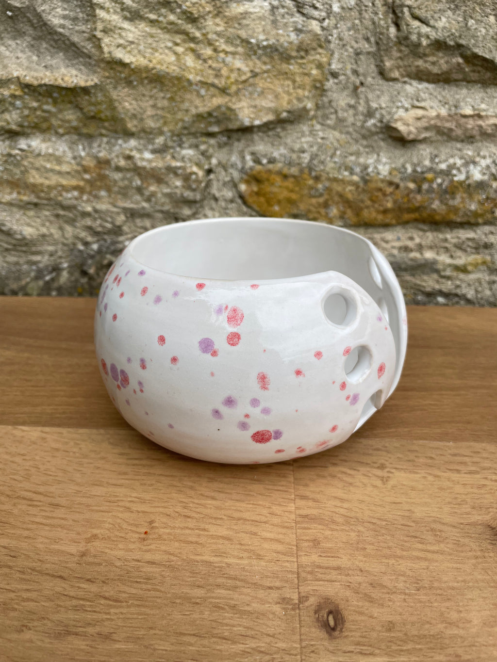 Yarn Bowl - White, Pink & lavender Speckles - 943