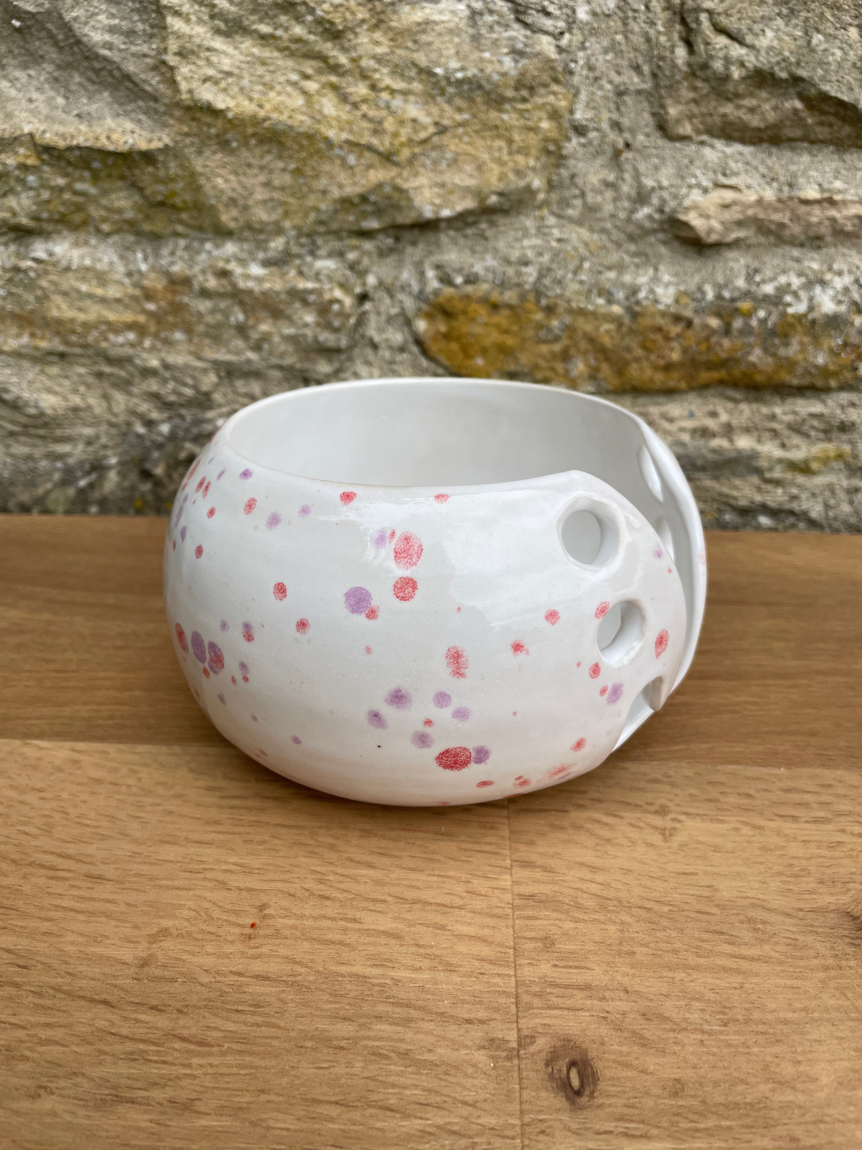 Yarn Bowl - White, Pink & lavender Speckles - 943