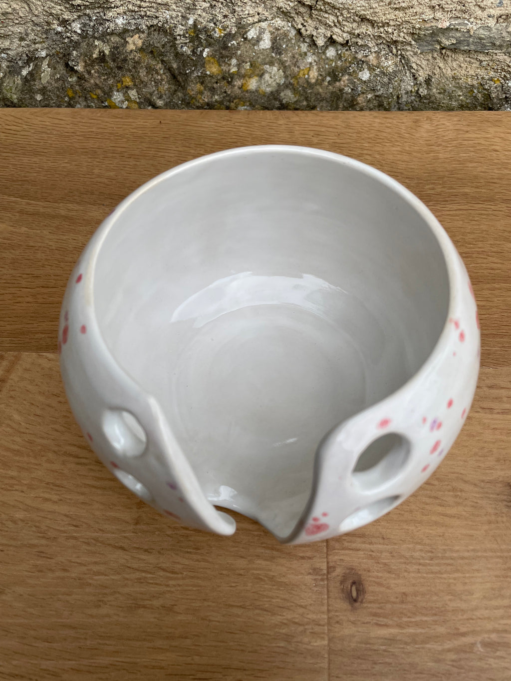 Yarn Bowl - White, Pink & lavender Speckles - 943
