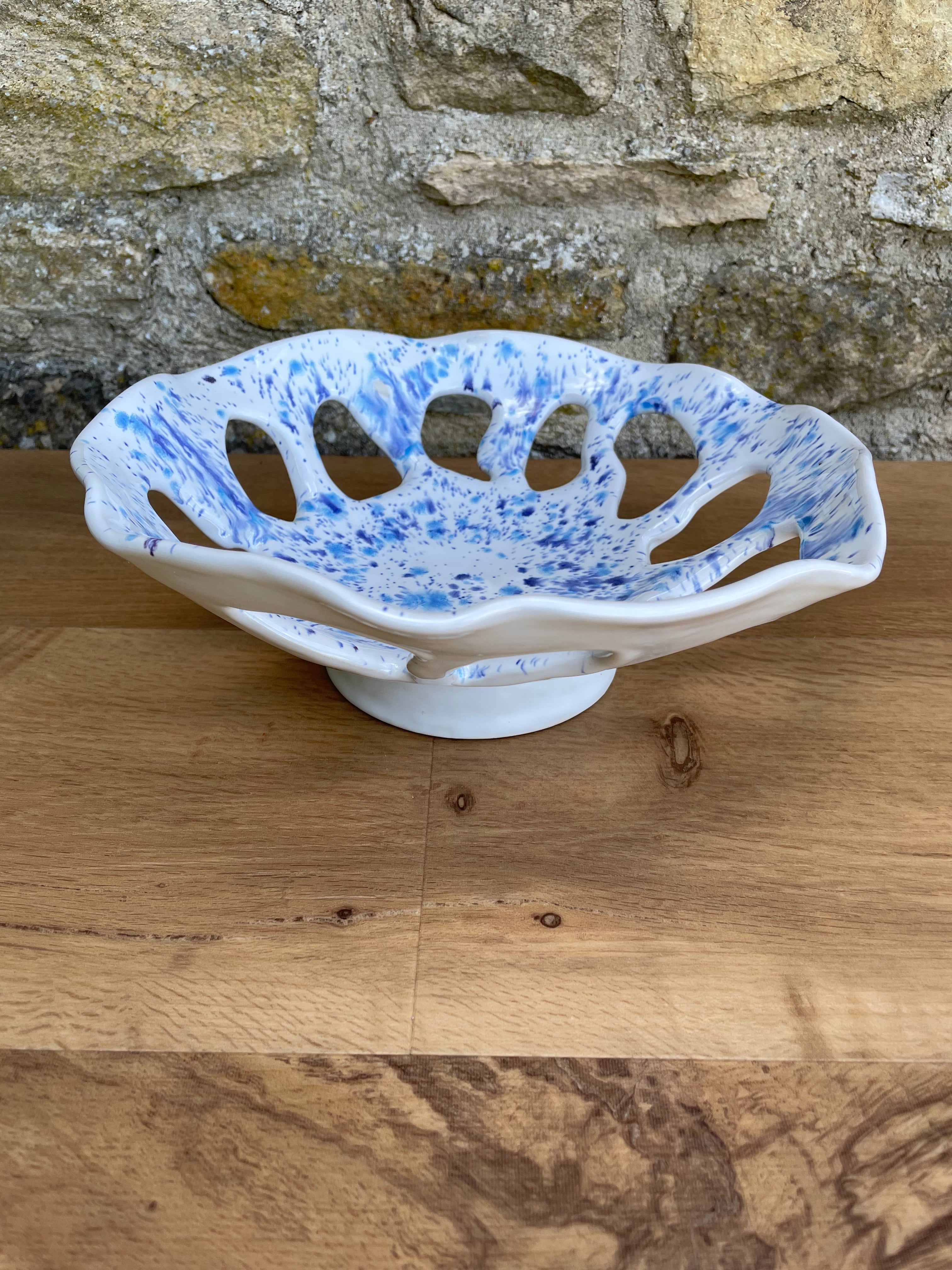 Bowl - White, Blue & Purple - 617