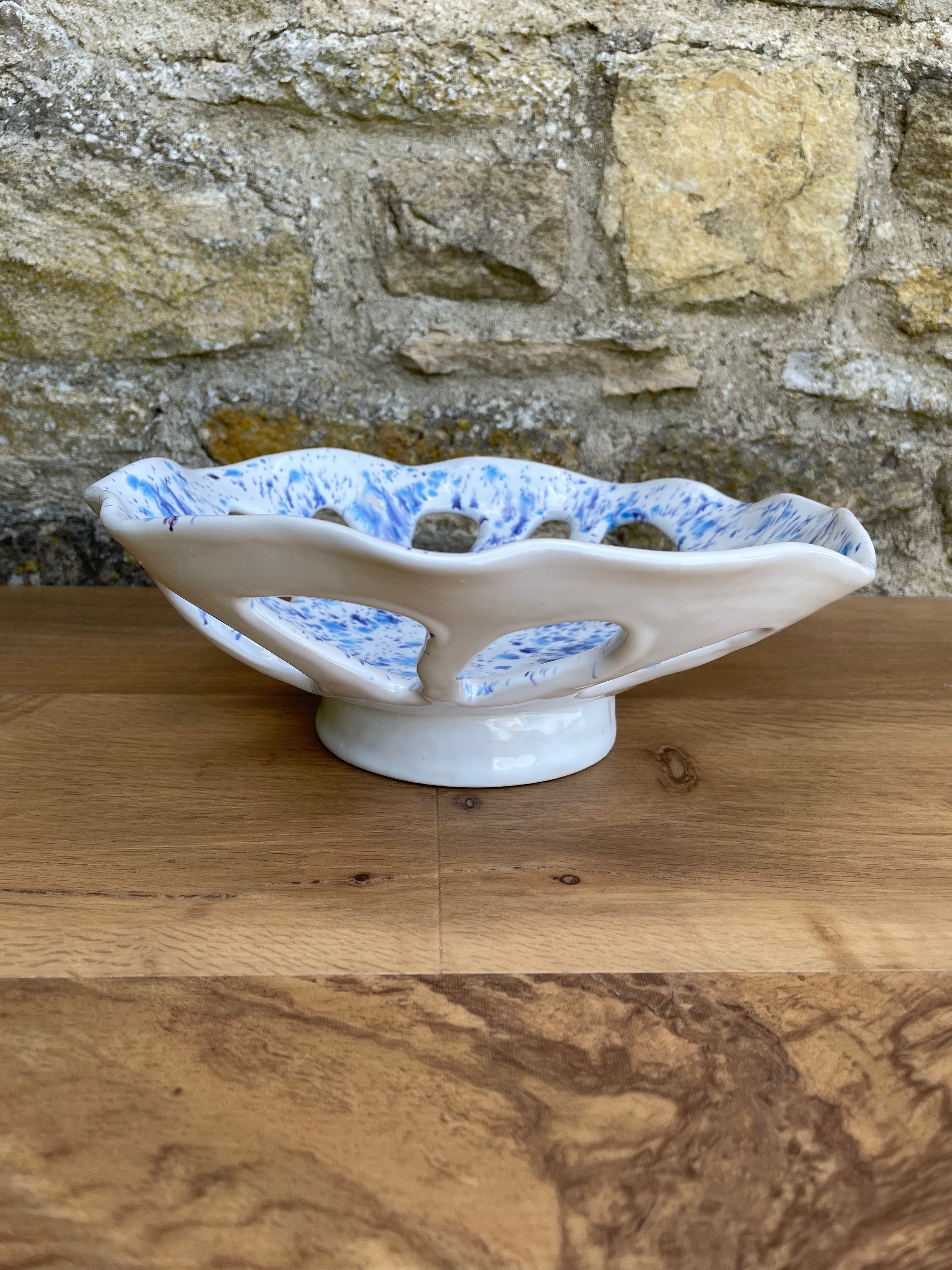 Bowl - White, Blue & Purple - 617