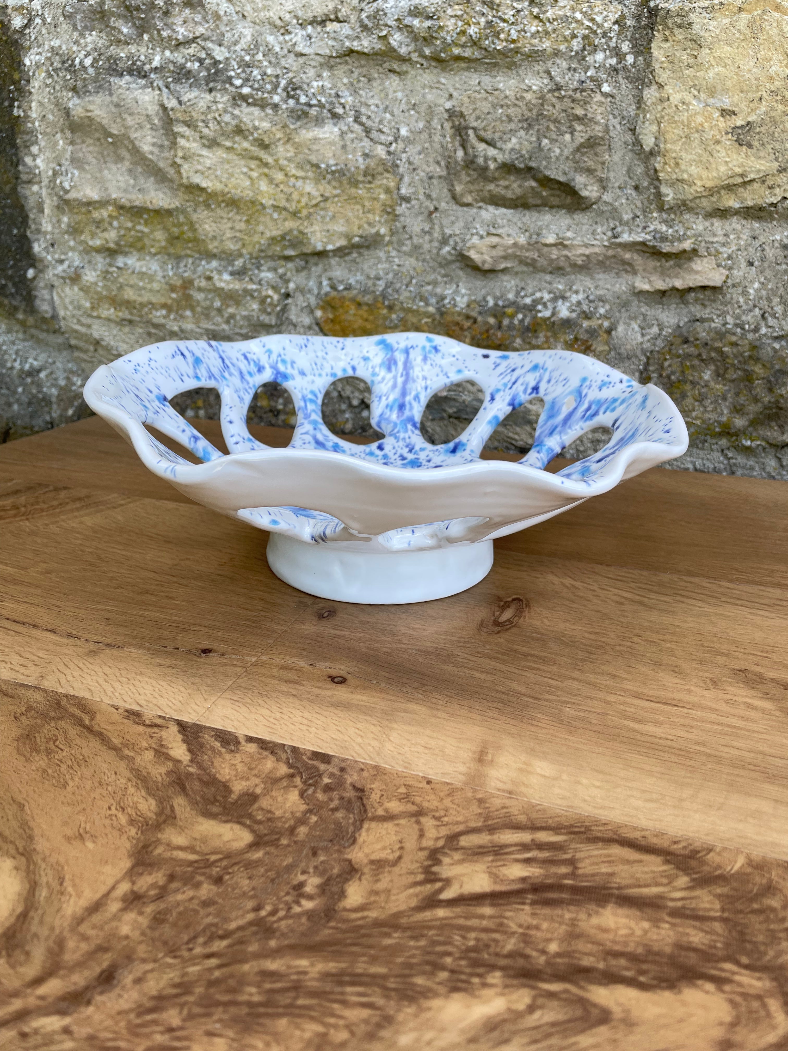 Bowl - White, Blue & Purple - 617