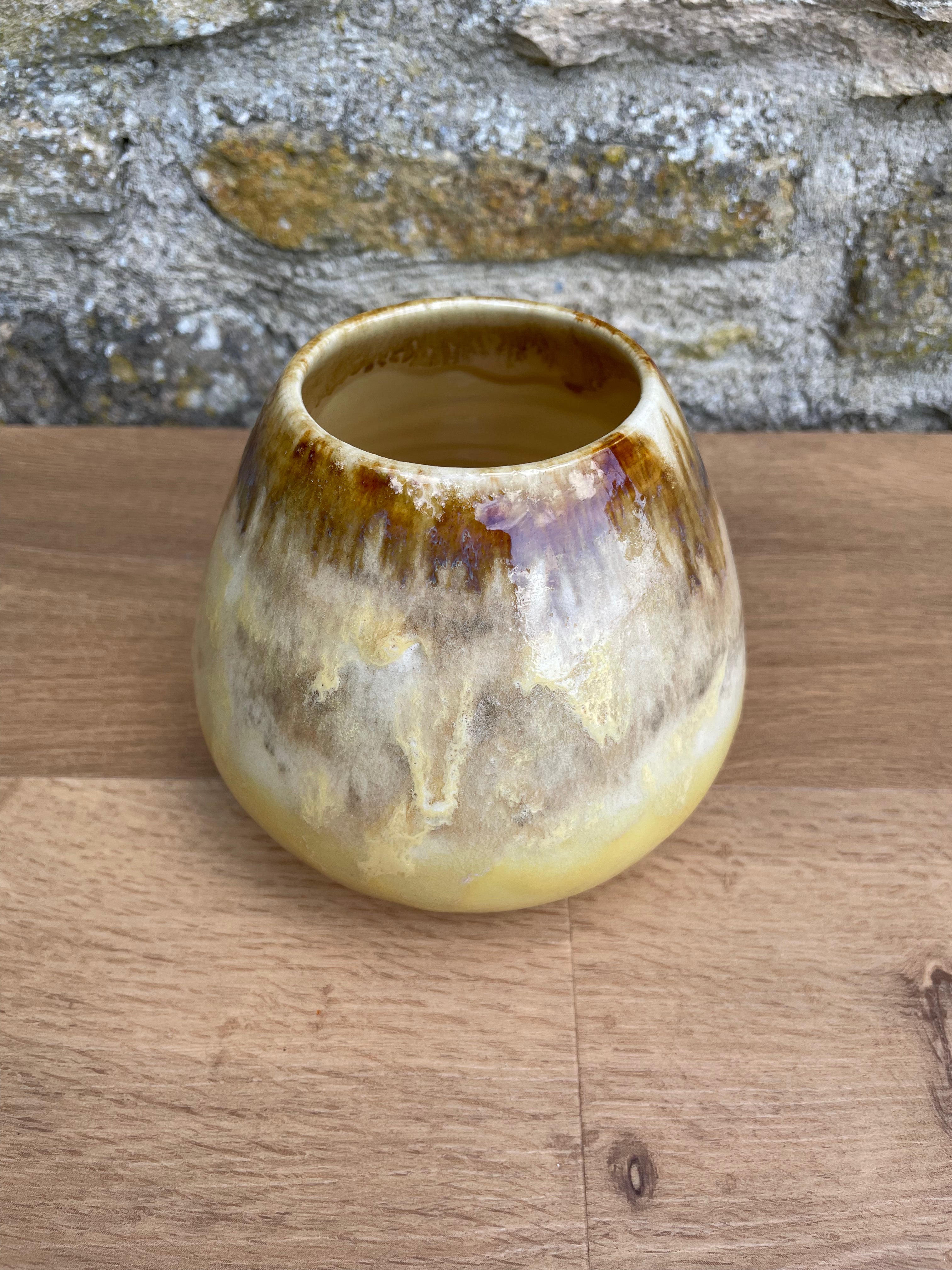Vase  - Yellow, Cream, Brown - 568