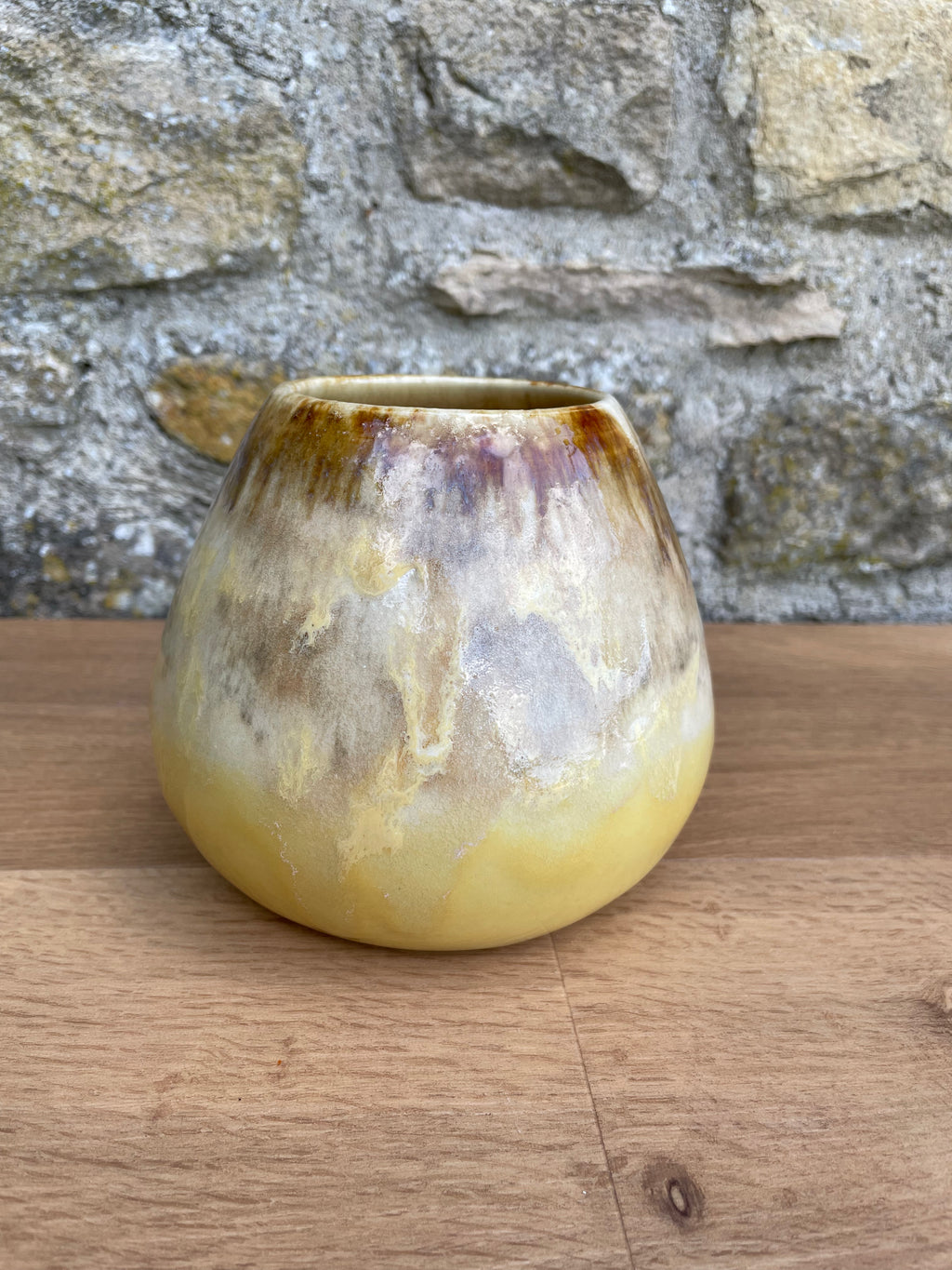Vase  - Yellow, Cream, Brown - 568