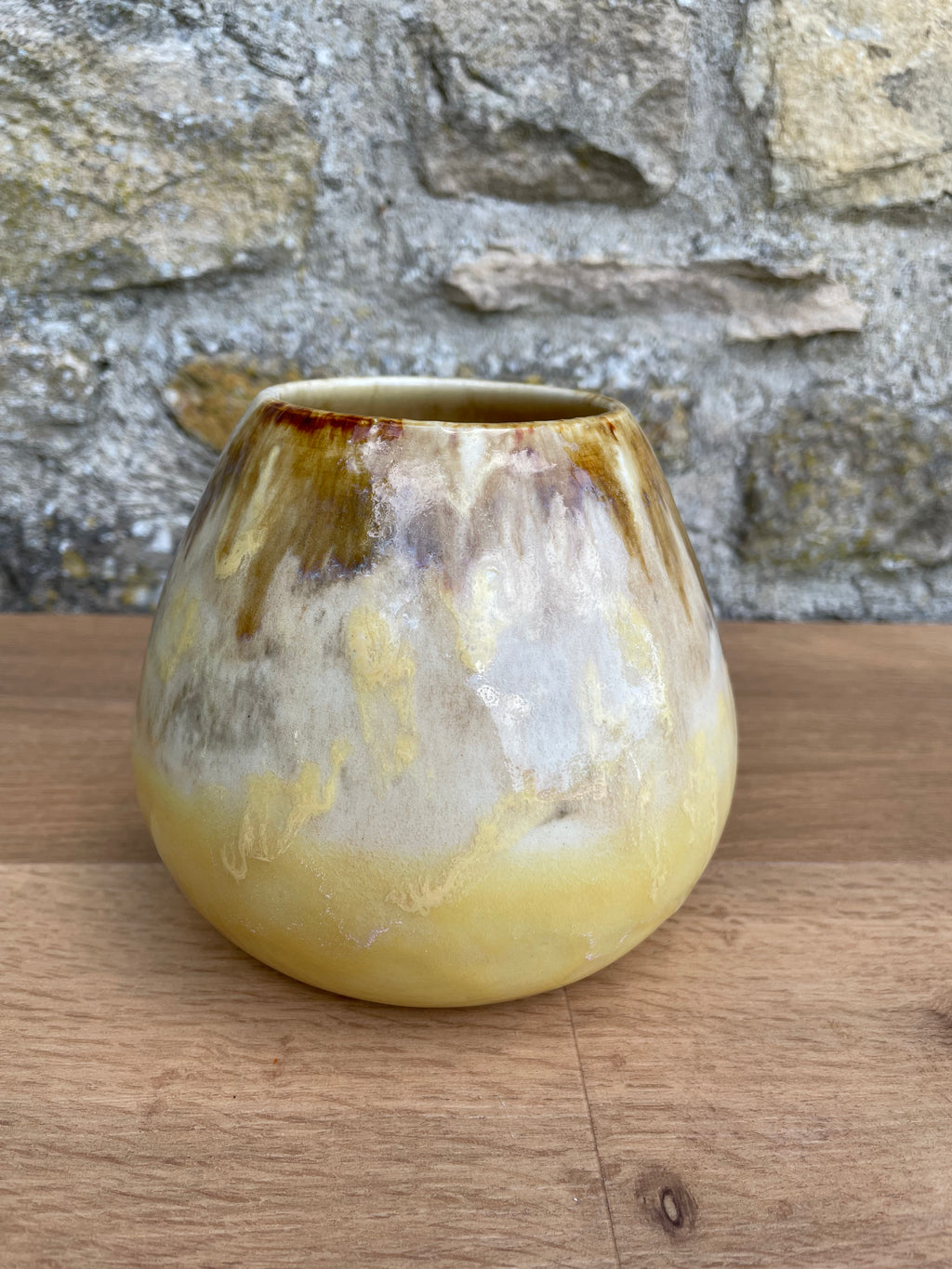 Vase  - Yellow, Cream, Brown - 568
