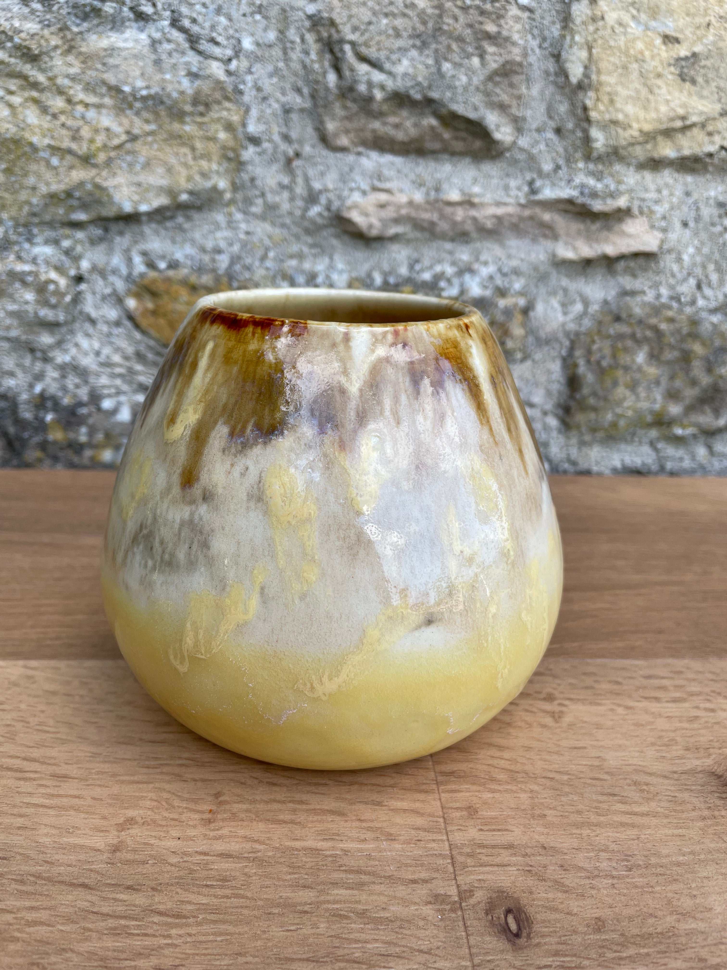Vase  - Yellow, Cream, Brown - 568