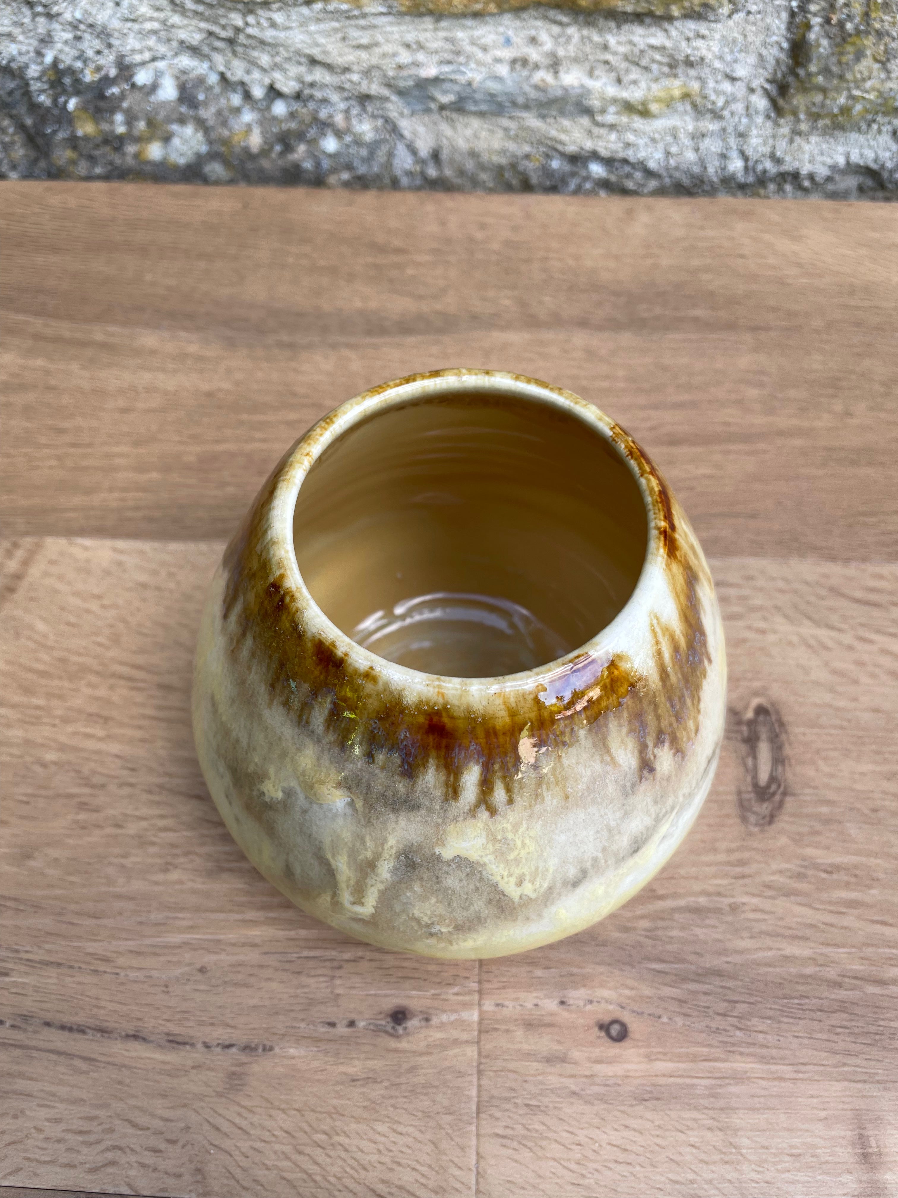 Vase  - Yellow, Cream, Brown - 568