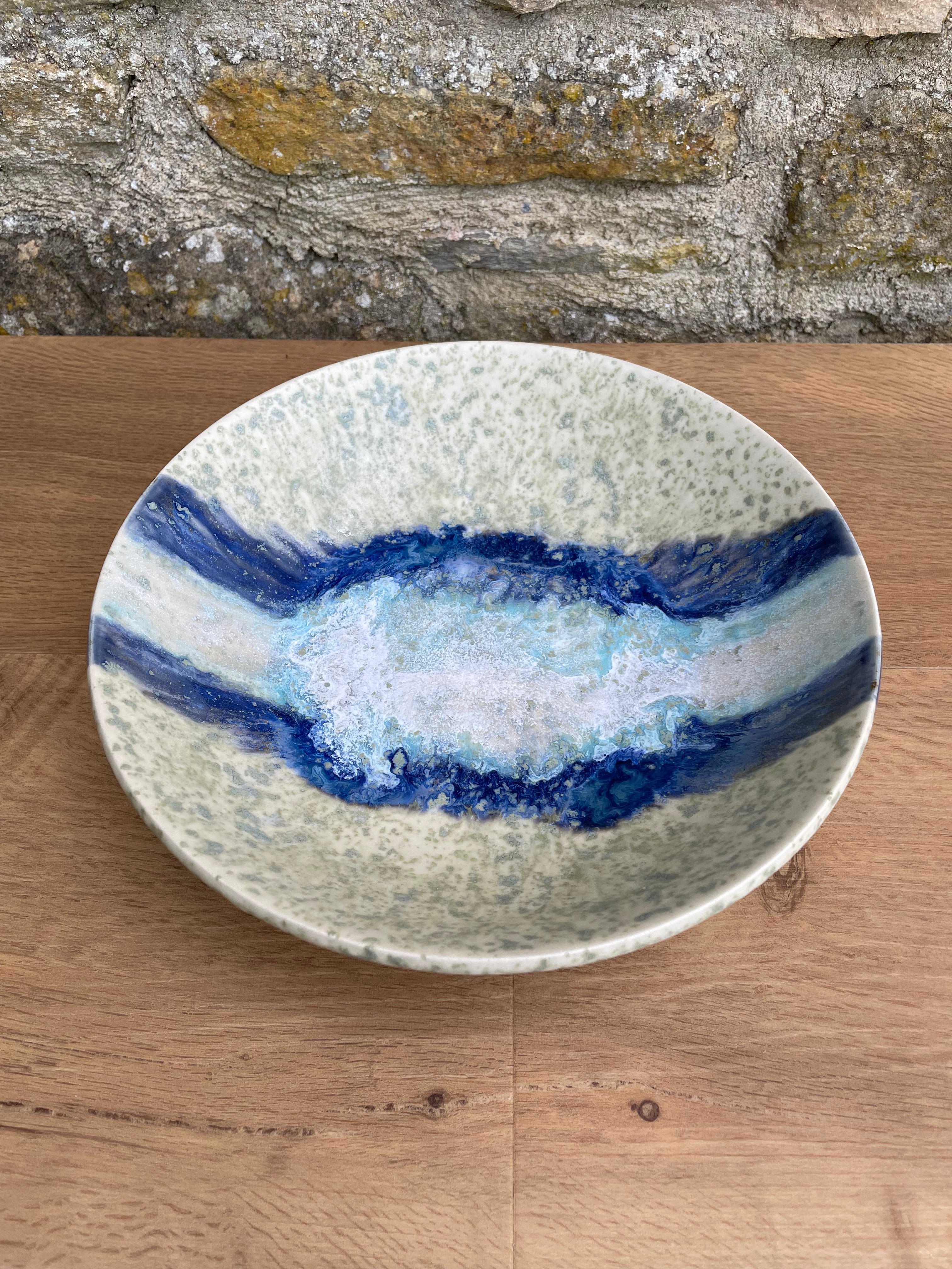 Bowl - Cream, Grey, Blue & White - 728