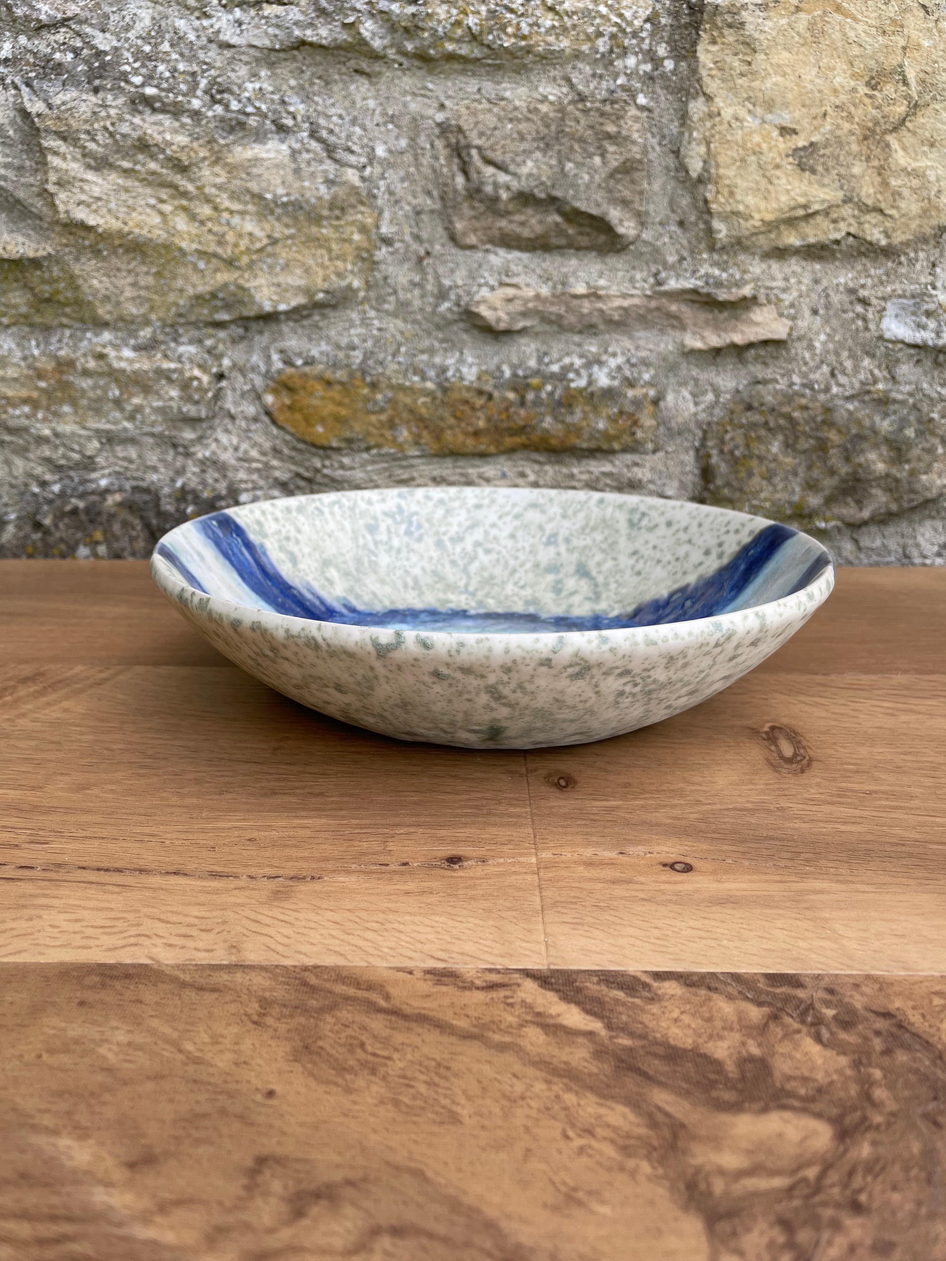 Bowl - Cream, Grey, Blue & White - 728