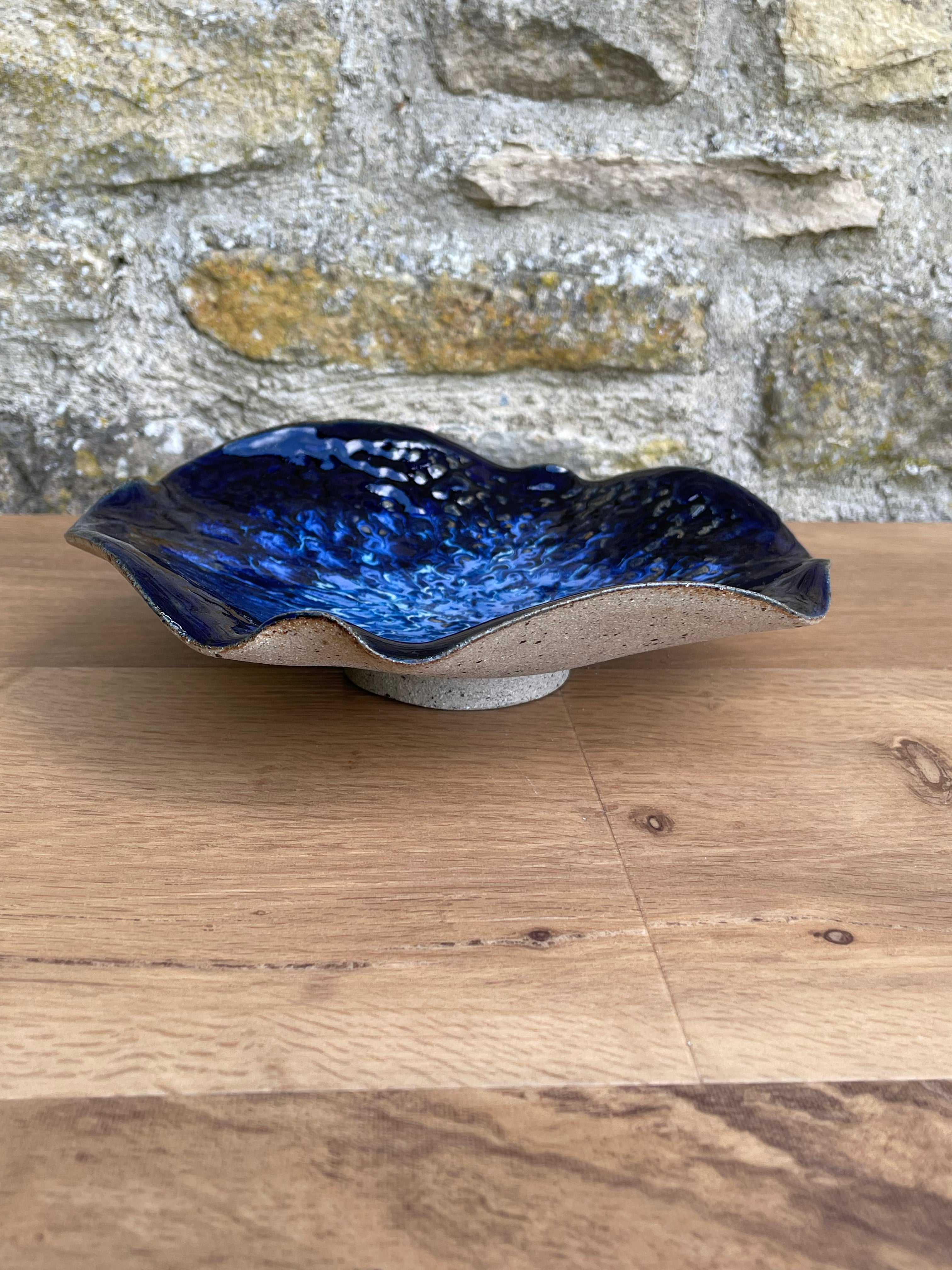 Dish - Wavy Edge, Black, Blue - 612