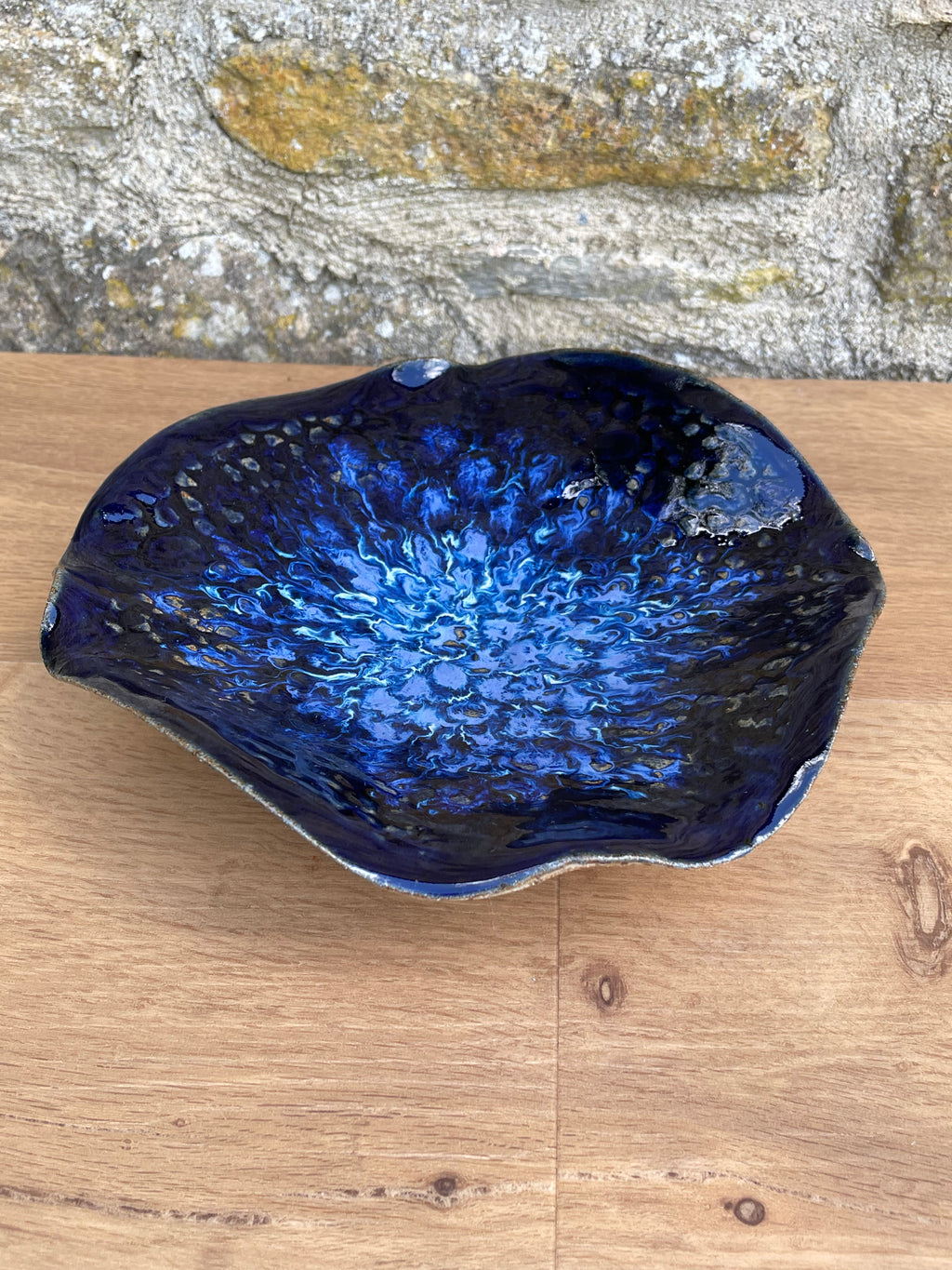 Dish - Wavy Edge, Black, Blue - 612