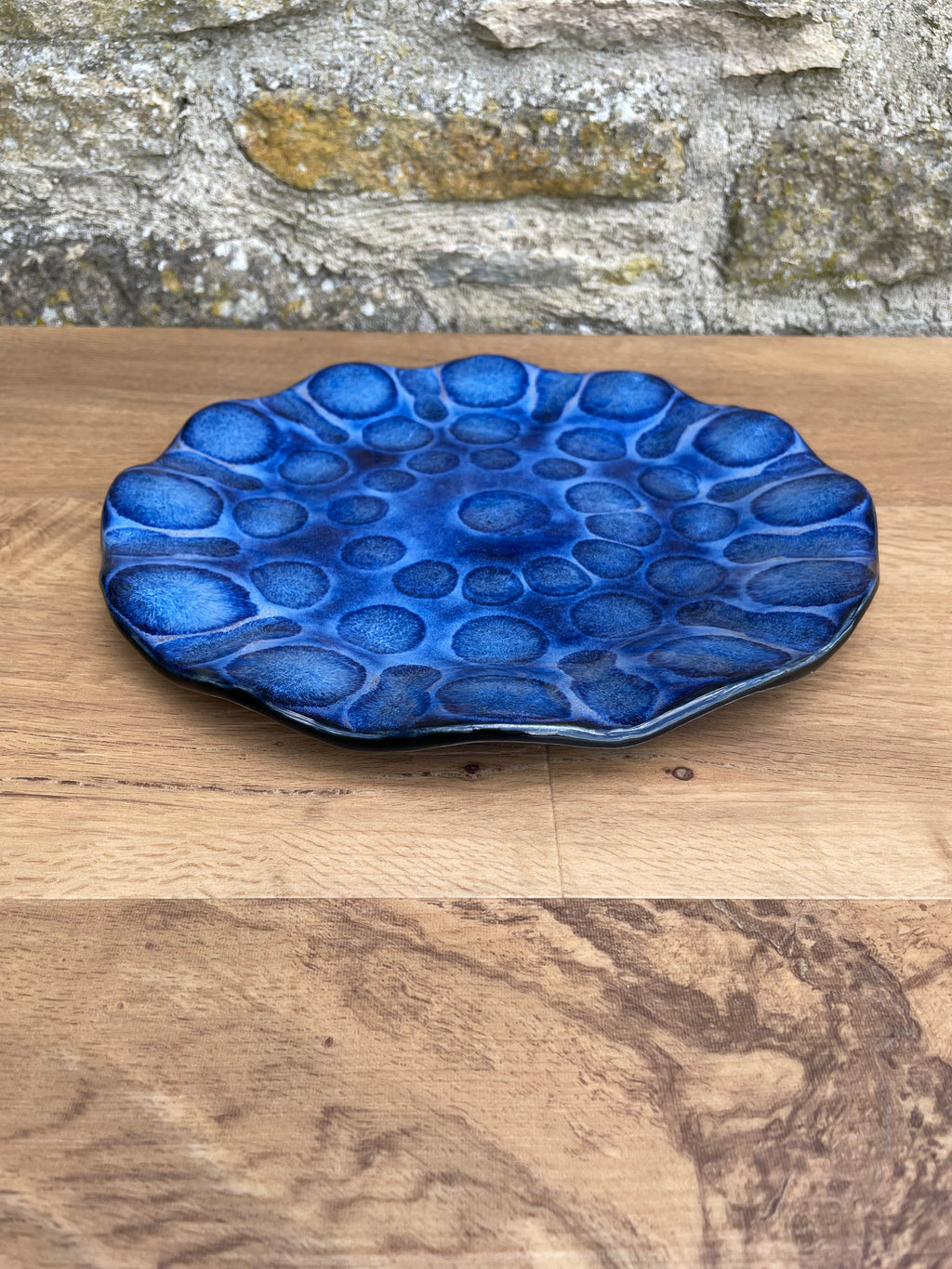 Plate - Blue, Speckled Blue Dots - 789