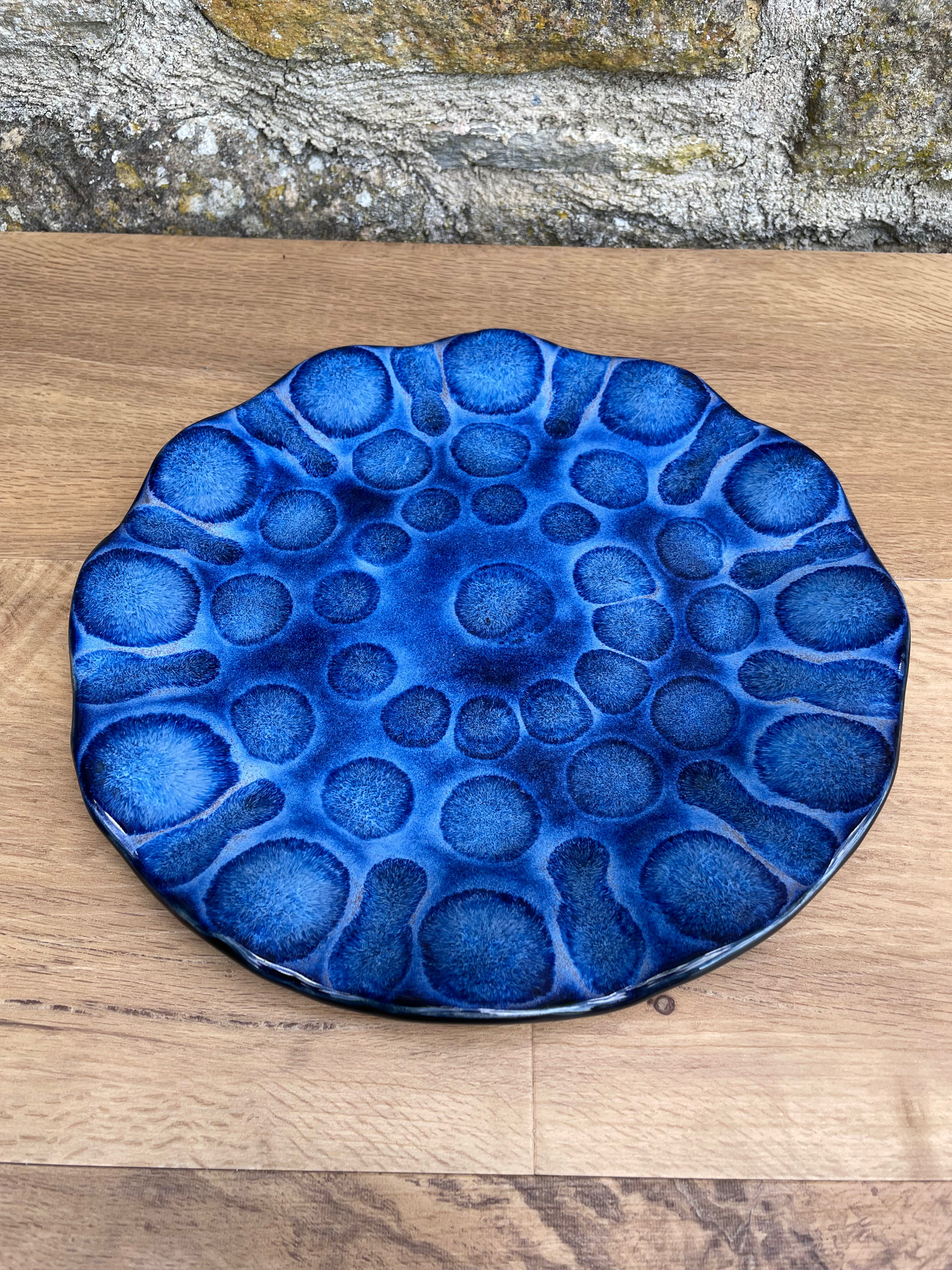 Plate - Blue, Speckled Blue Dots - 789