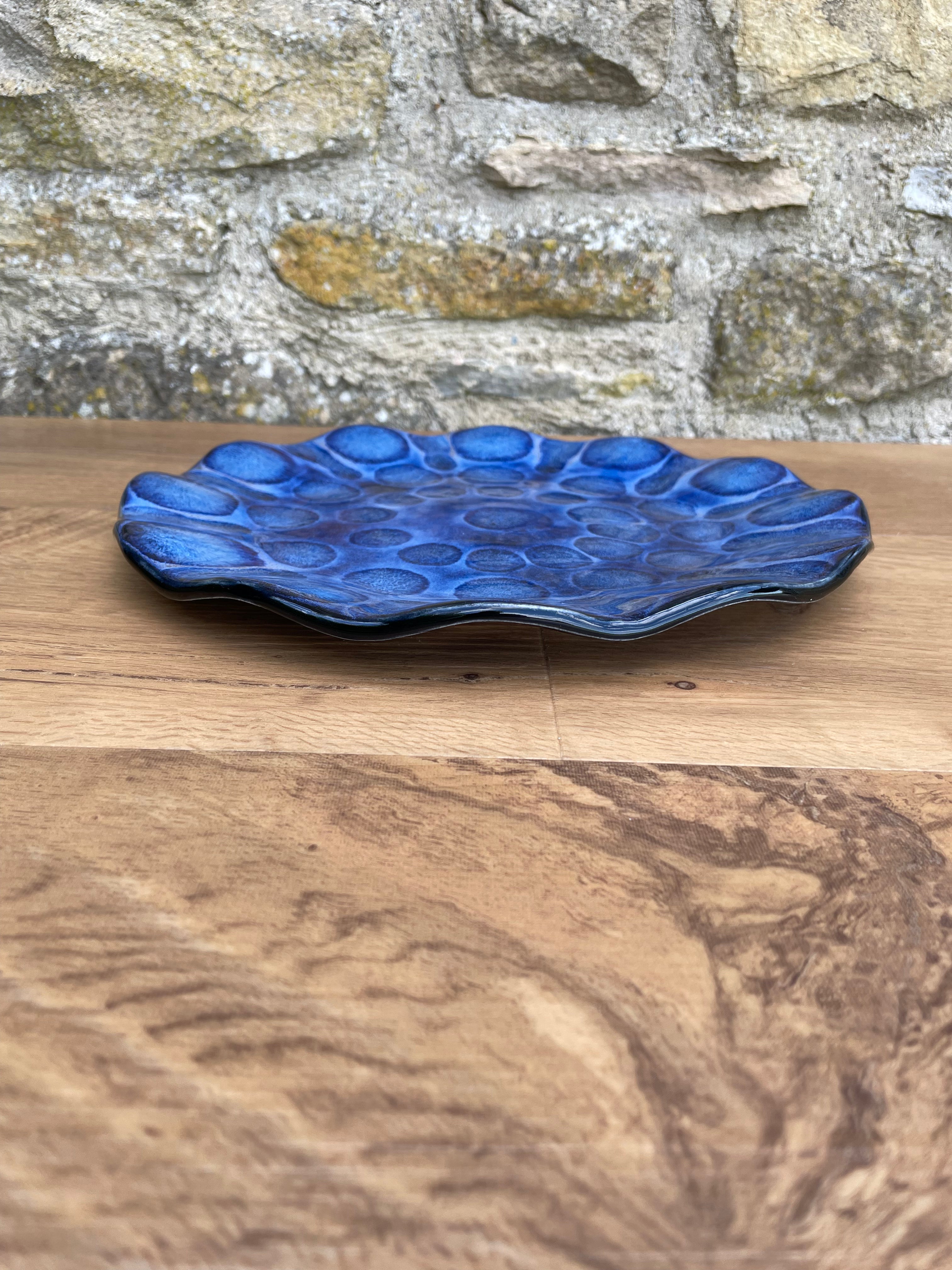Plate - Blue, Speckled Blue Dots - 789