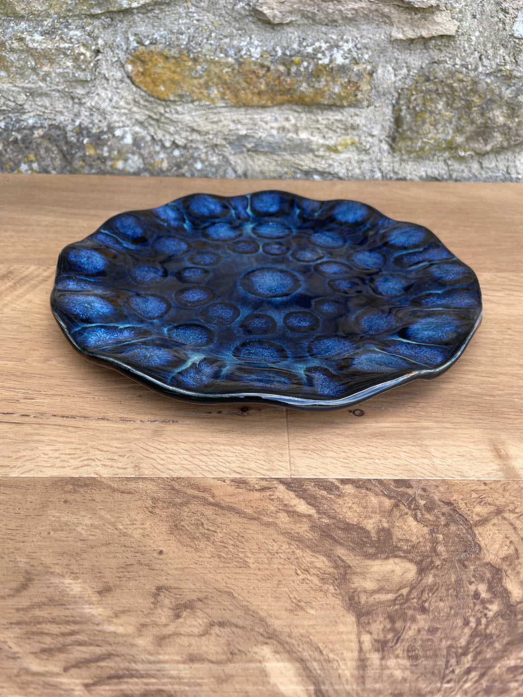 Plate - Black, Blue Dots - 788