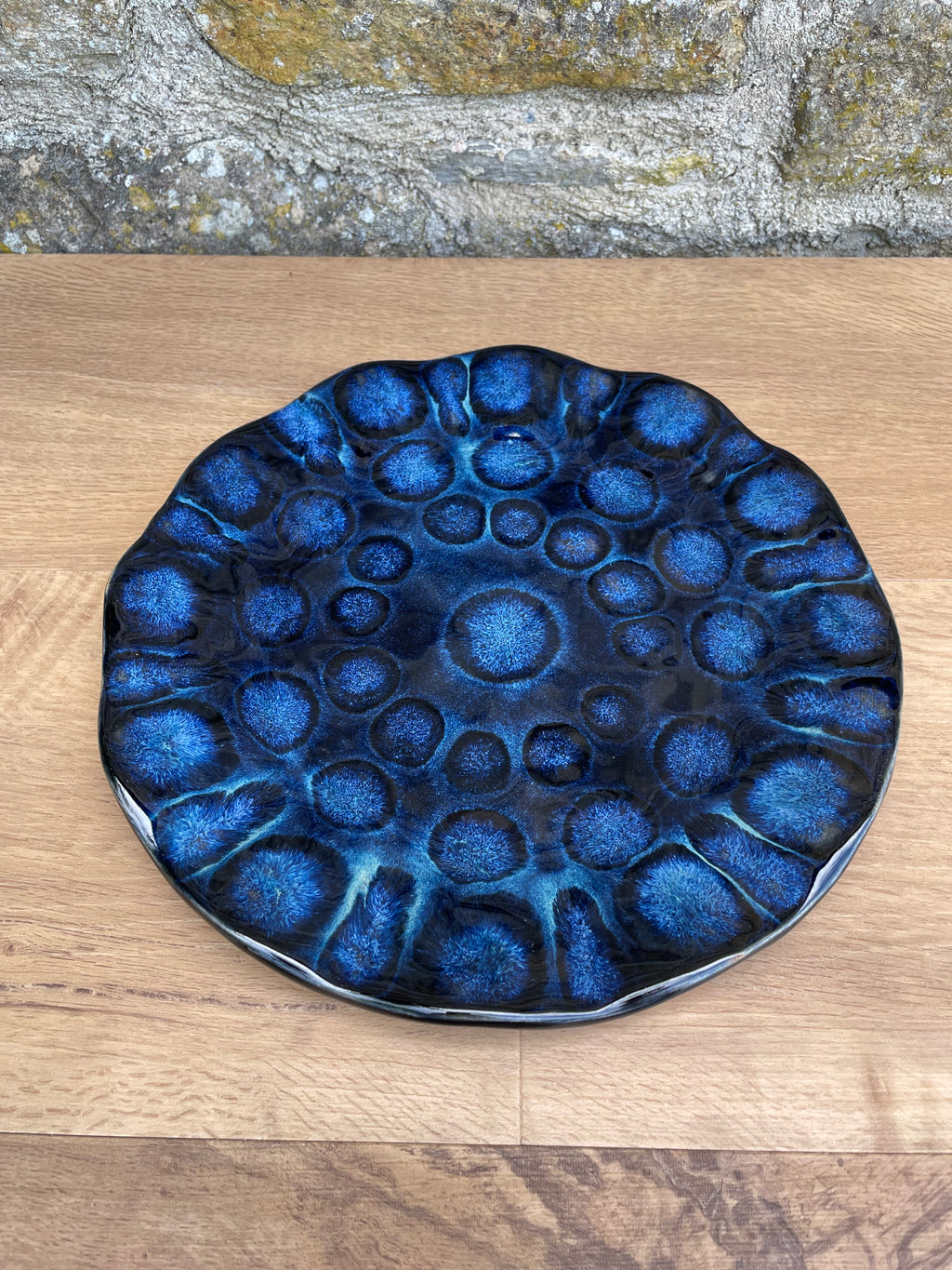 Plate - Black, Blue Dots - 788