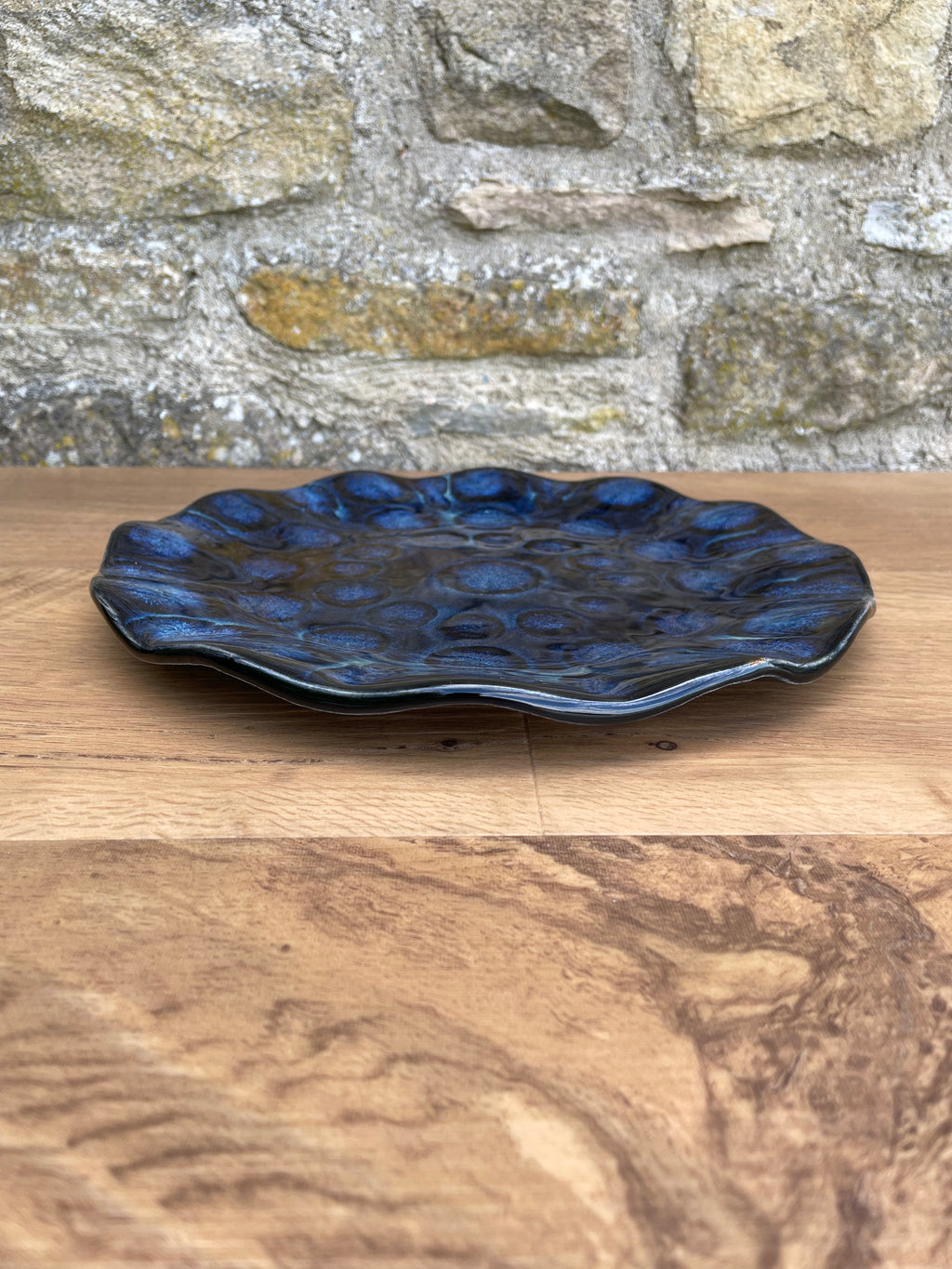 Plate - Black, Blue Dots - 788