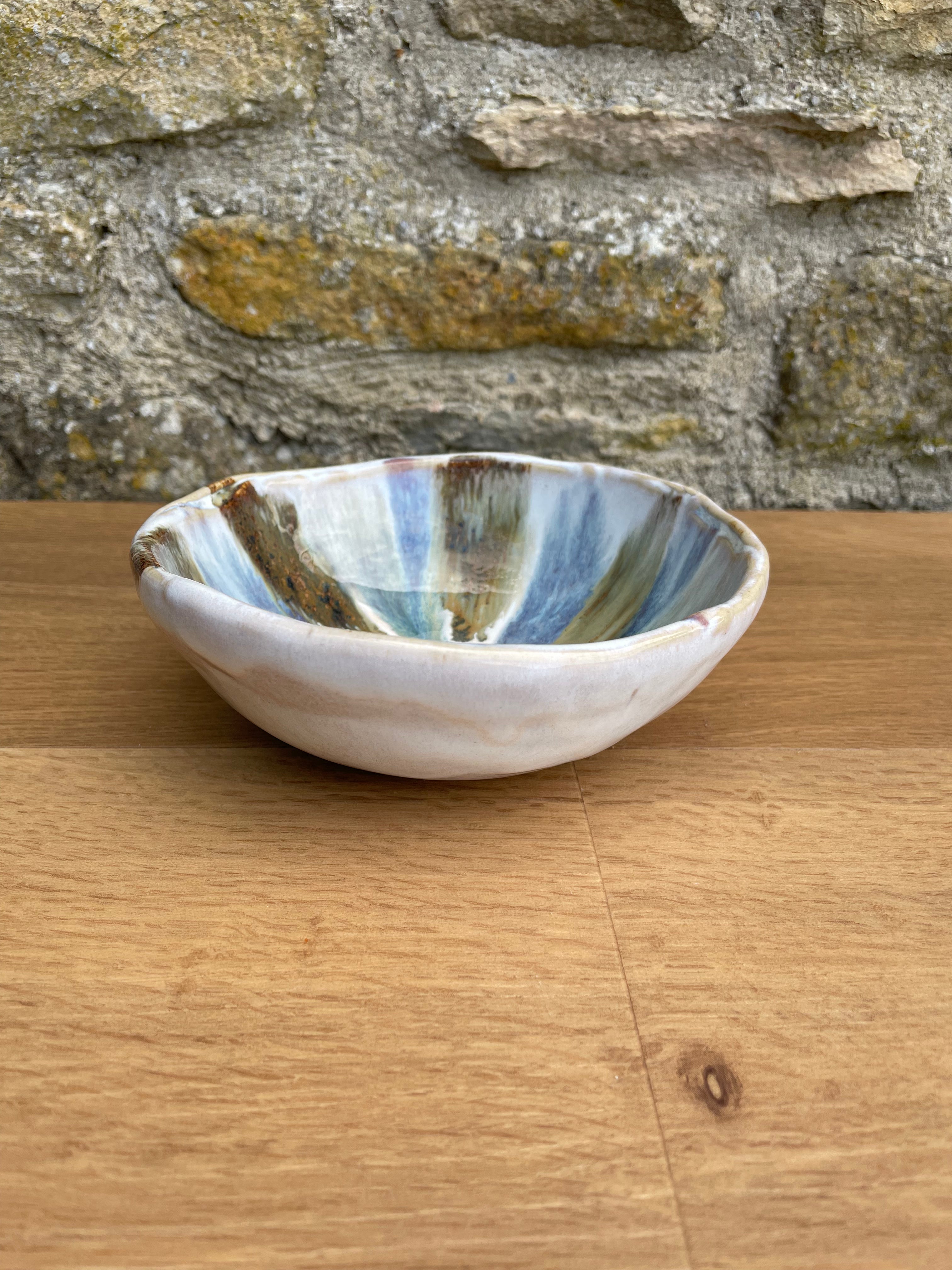 Bowl - Cream, Blue, Brown & Grey - 720