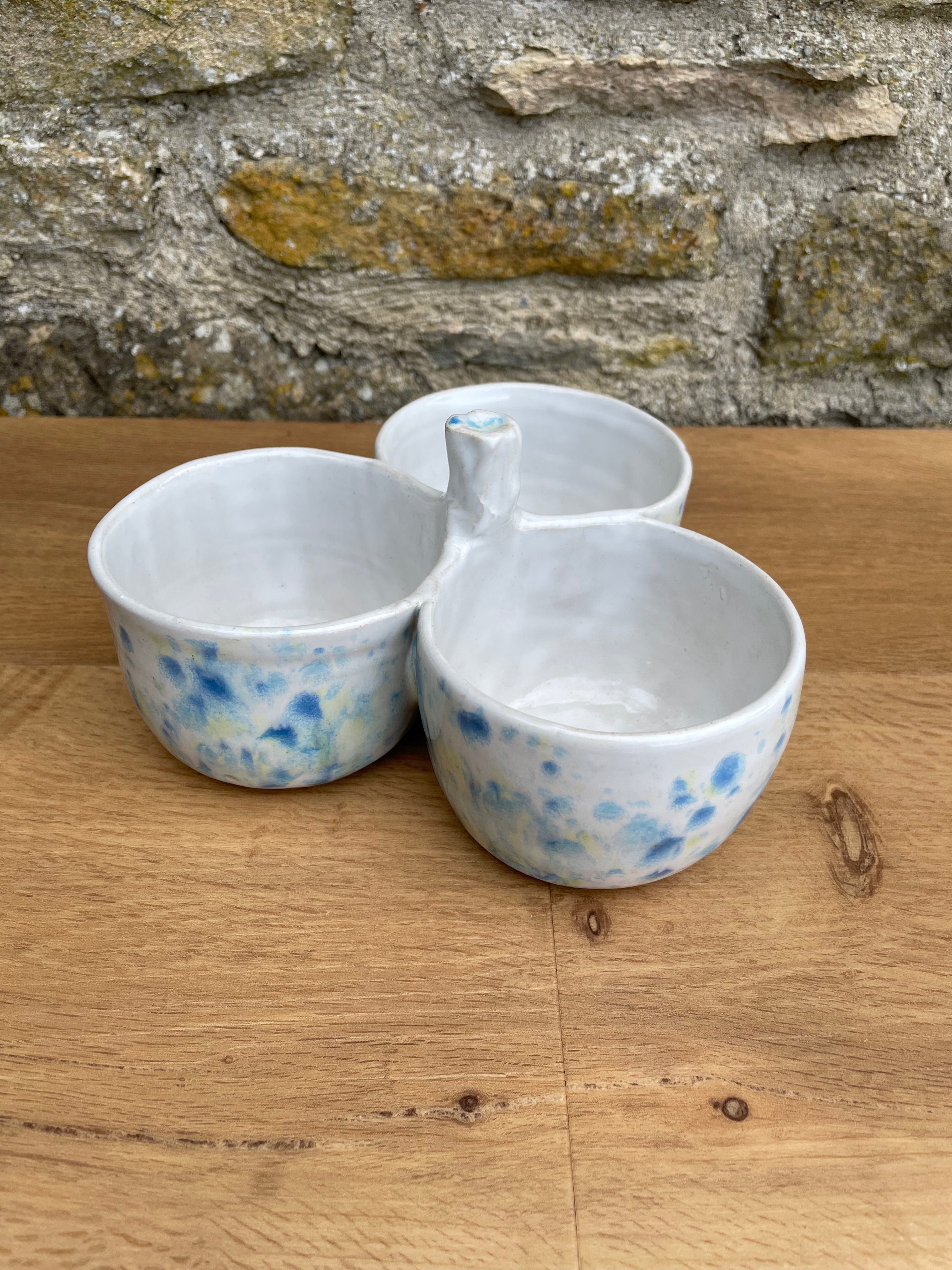 Bowl - Triple Dip, White, Blue & Yellow Flecks - 446