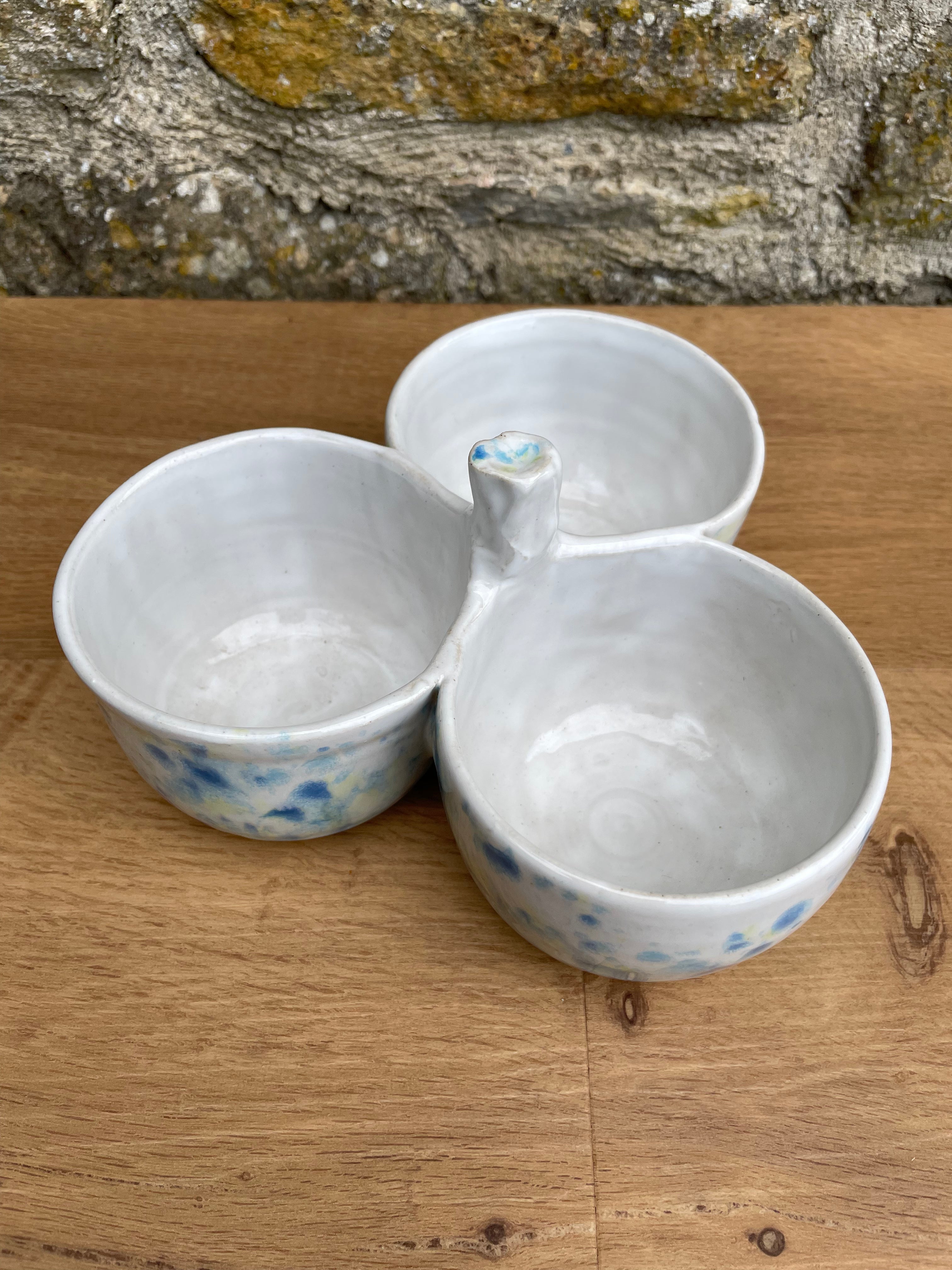 Bowl - Triple Dip, White, Blue & Yellow Flecks - 446