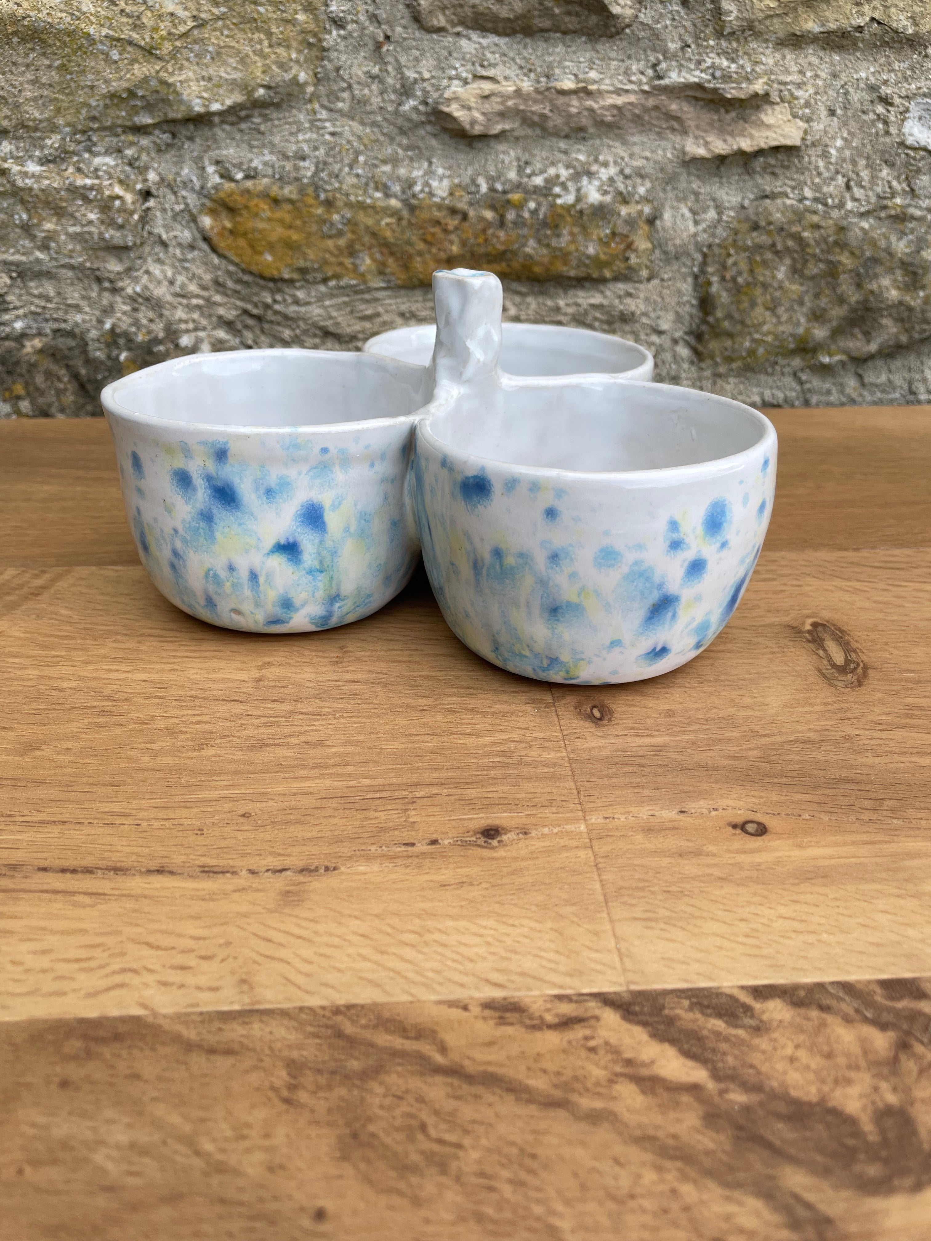 Bowl - Triple Dip, White, Blue & Yellow Flecks - 446