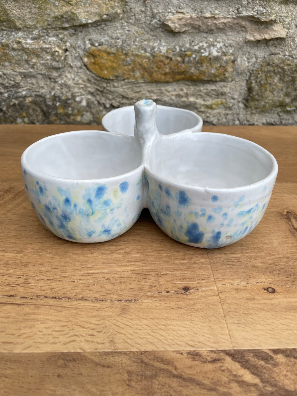 Bowl - Triple Dip, White, Blue & Yellow Flecks - 446