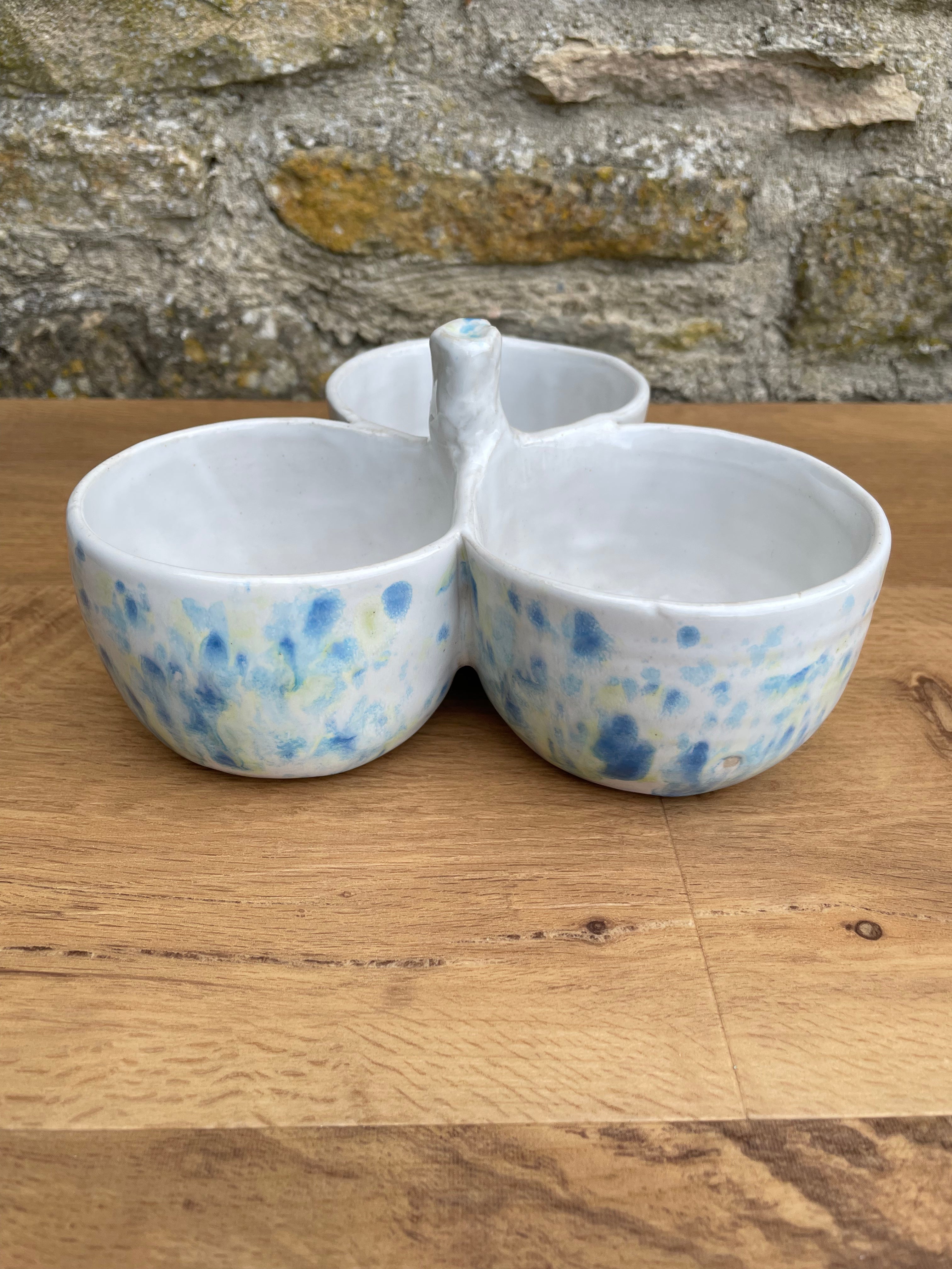 Bowl - Triple Dip, White, Blue & Yellow Flecks - 446