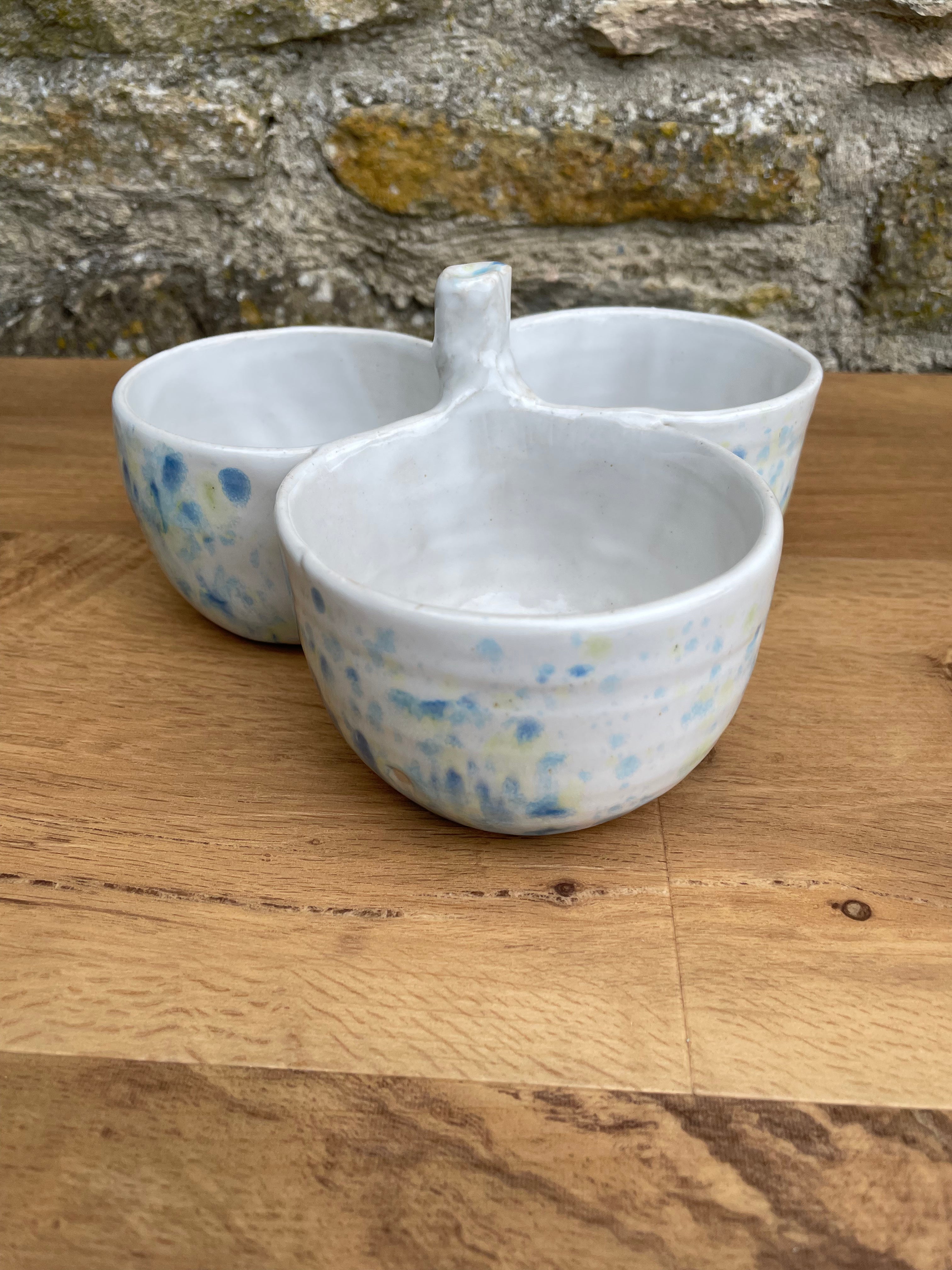 Bowl - Triple Dip, White, Blue & Yellow Flecks - 446