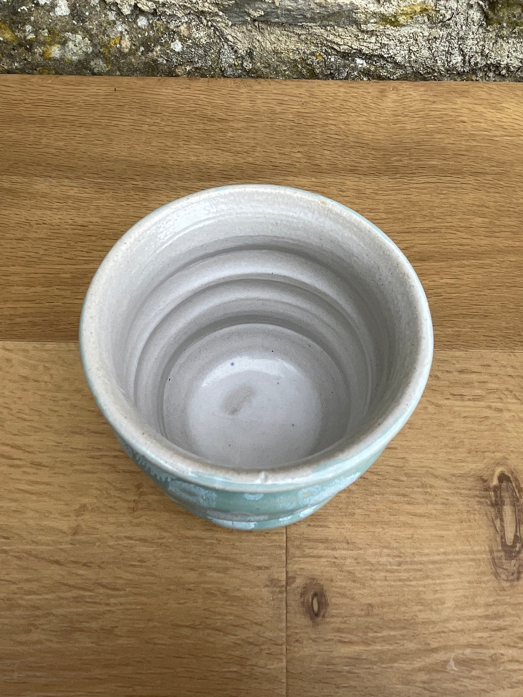 Vase - Ridged, White, Pale Blue - 307
